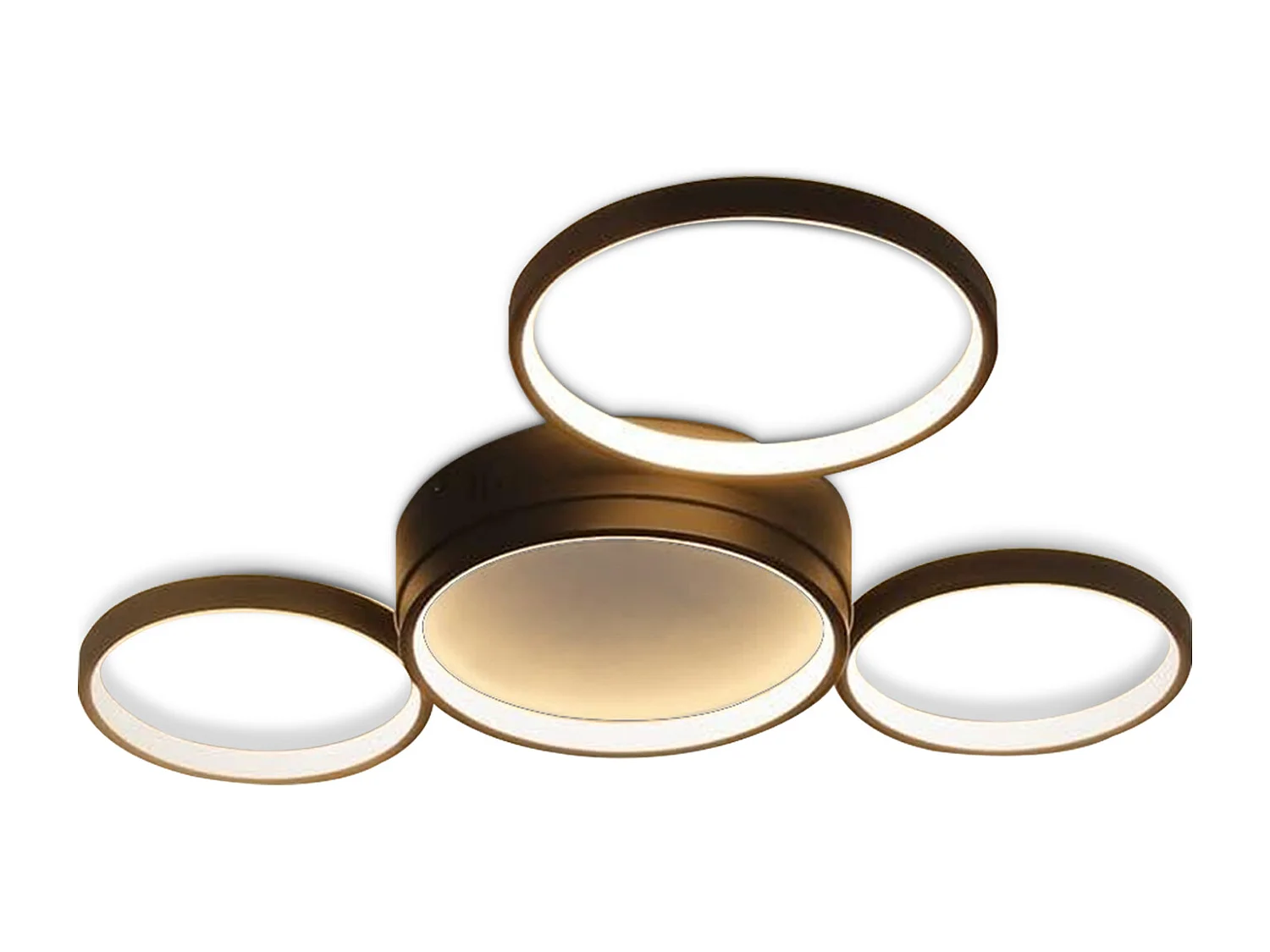 NETTLIFE Plafonnier LED Salon Noir Chaud 29 W Moderne avec 4 Anneaux Lampe Design Lampe de Chambre Décorative pour Chambre d'enfant Cuisine