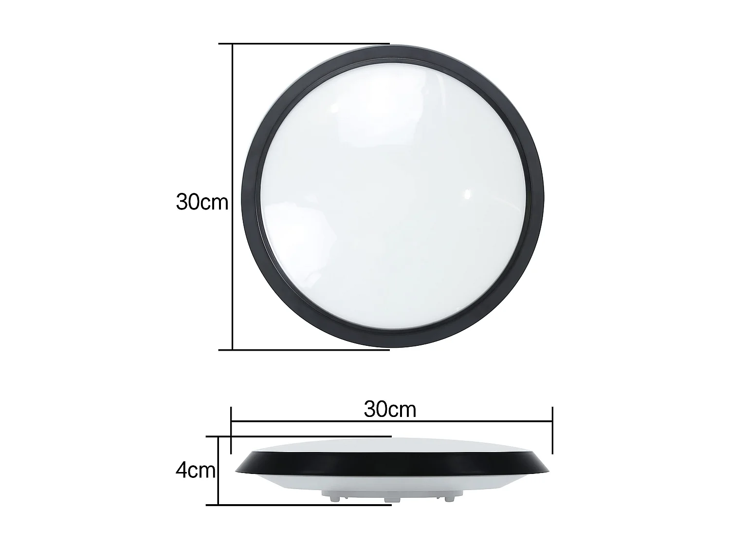 NETTLIFE Plafonnier LED avec détecteur de mouvement intérieur noir IP44 15 W Lampe de cave ronde avec détecteur de mouvement Ø 30 cm 4000 K