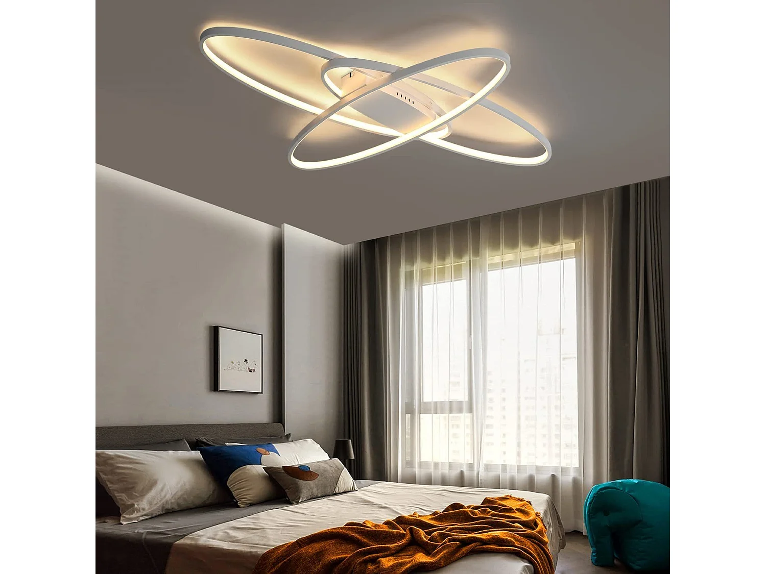 Dimmbare LED Deckenleuchte Moderne weiße Lampe mit Fernbedienung 75W Innenarchitektur