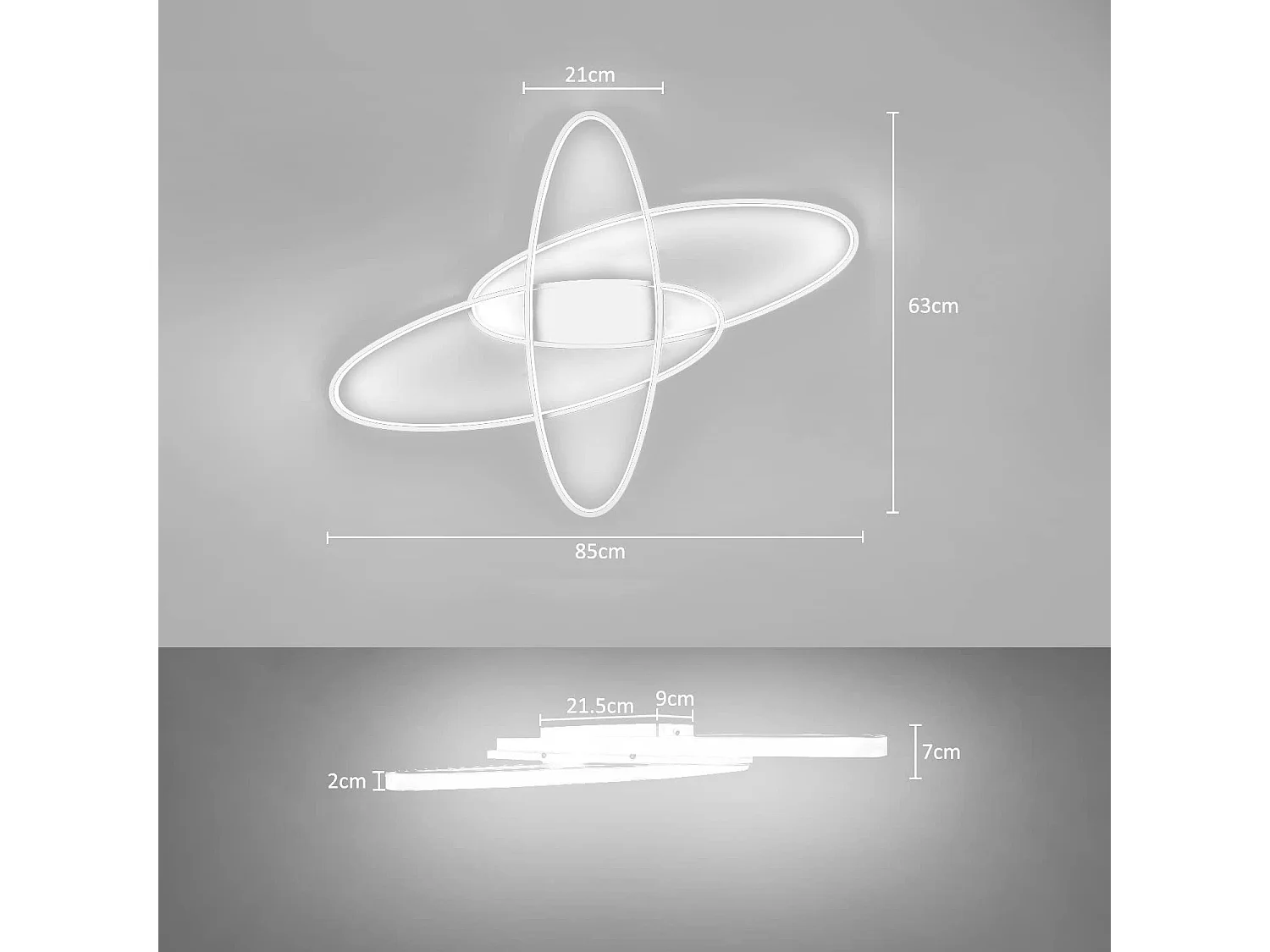 Dimmbare LED Deckenleuchte Moderne weiße Lampe mit Fernbedienung 75W Innenarchitektur