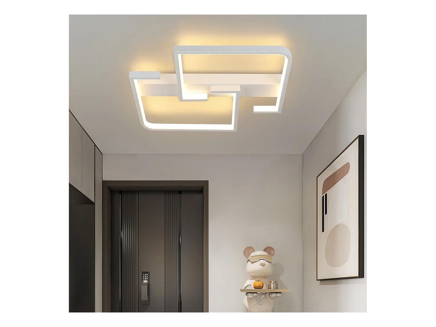 NETTLIFE Plafonnier LED Moderne 19W, 30 cm Lampe Blanc Chaud 3000 K Design pour Intérieur Couloir Chambre Cuisine Salon Studio