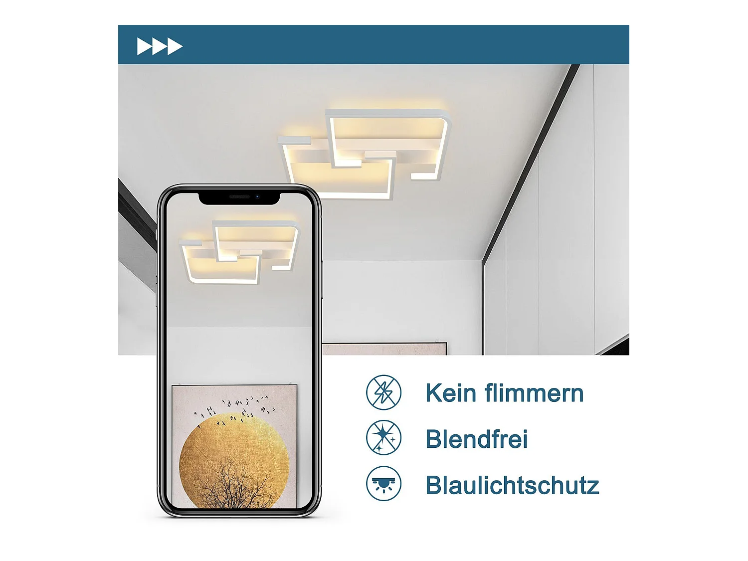 NETTLIFE Plafonnier LED Moderne 19W, 30 cm Lampe Blanc Chaud 3000 K Design pour Intérieur Couloir Chambre Cuisine Salon Studio
