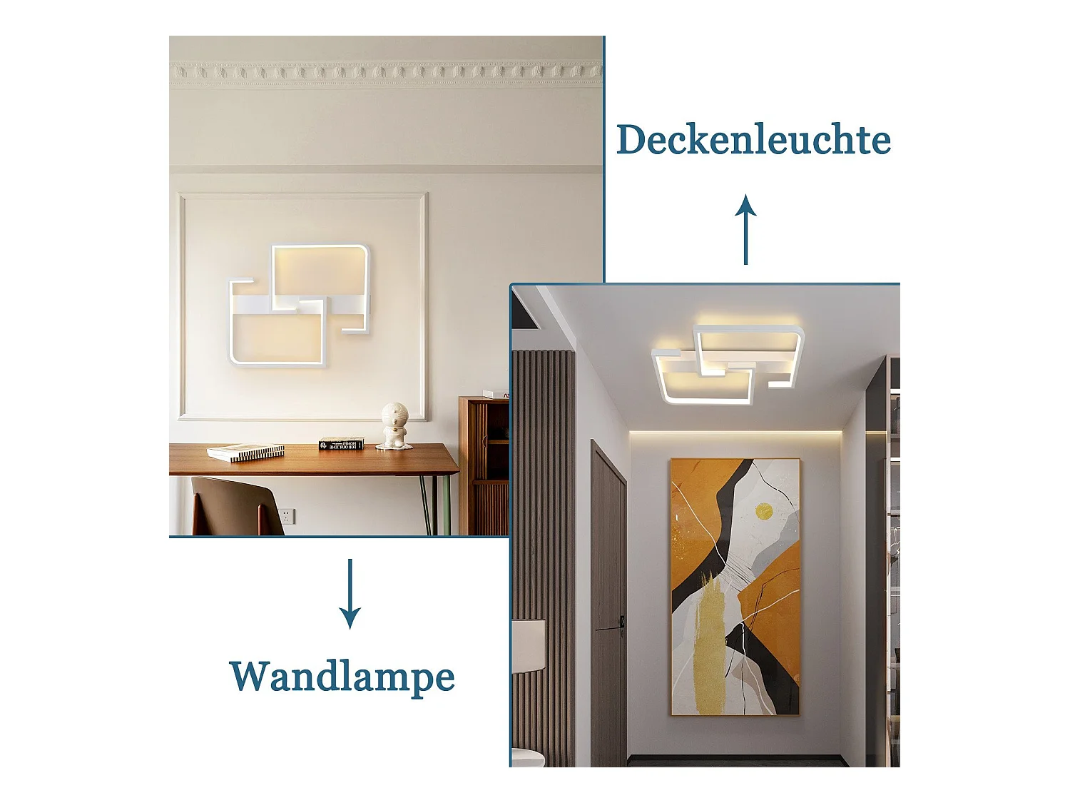 NETTLIFE Plafonnier LED Moderne 19W, 30 cm Lampe Blanc Chaud 3000 K Design pour Intérieur Couloir Chambre Cuisine Salon Studio