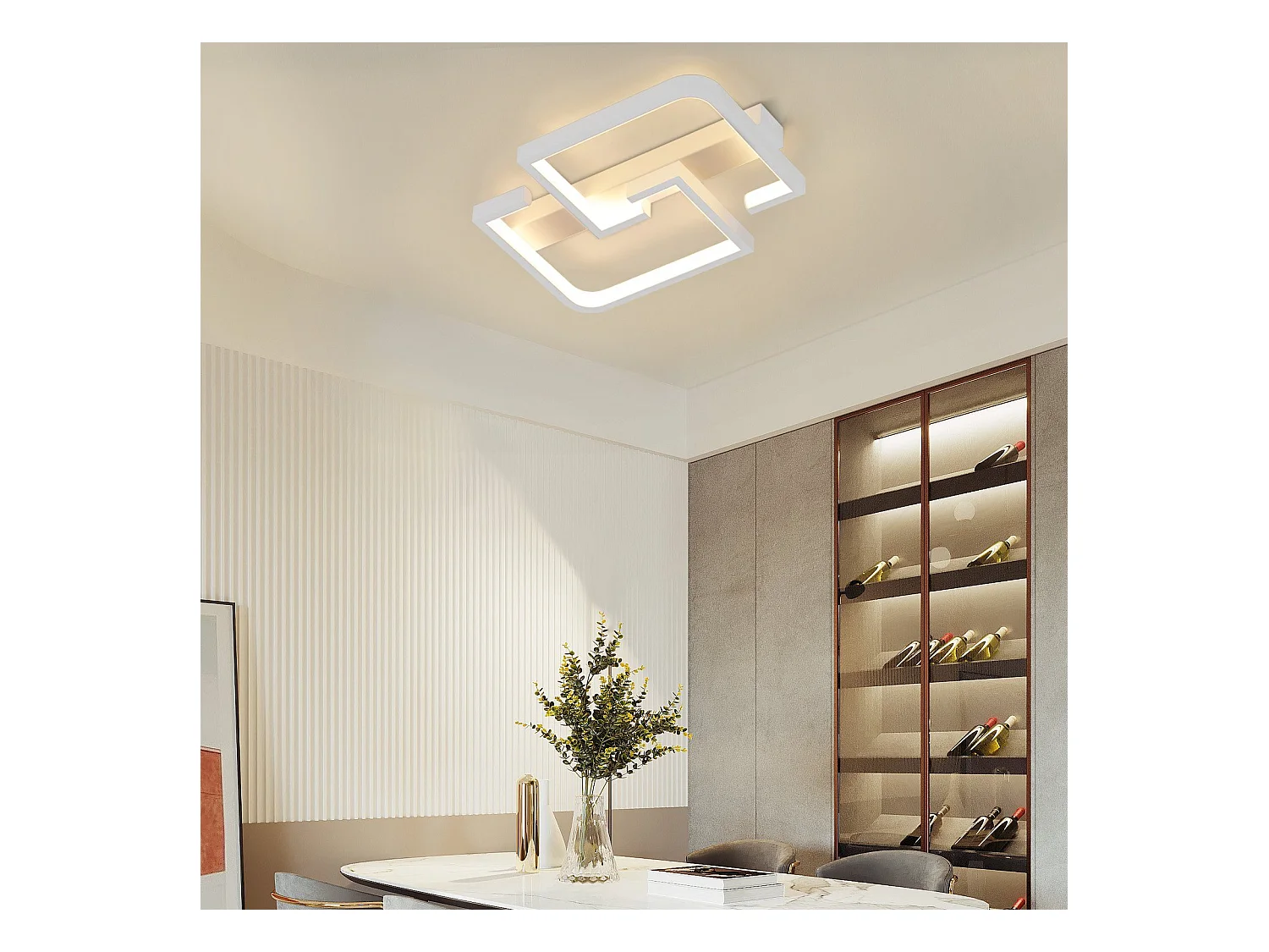 NETTLIFE Plafonnier LED Moderne 19W, 30 cm Lampe Blanc Chaud 3000 K Design pour Intérieur Couloir Chambre Cuisine Salon Studio