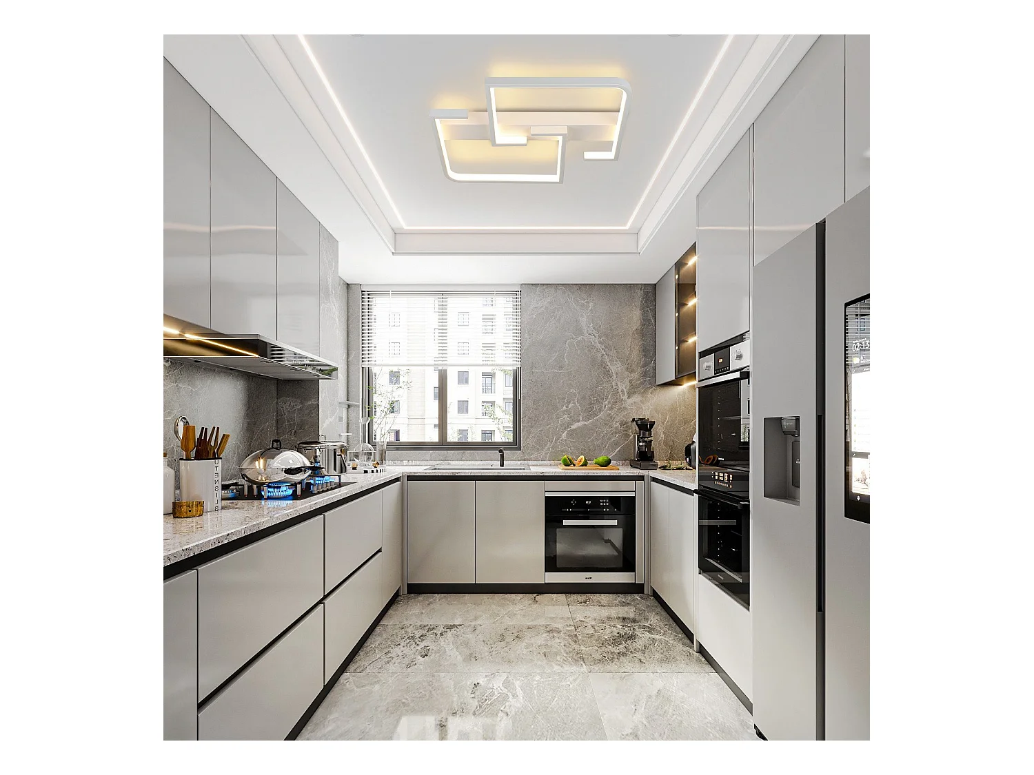 NETTLIFE Plafonnier LED Moderne 19W, 30 cm Lampe Blanc Chaud 3000 K Design pour Intérieur Couloir Chambre Cuisine Salon Studio