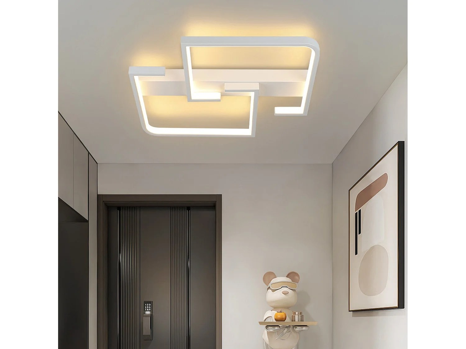 NETTLIFE Plafonnier LED Moderne 19W, 30 cm Lampe Blanc Chaud 3000 K Design pour Intérieur Couloir Chambre Cuisine Salon Studio