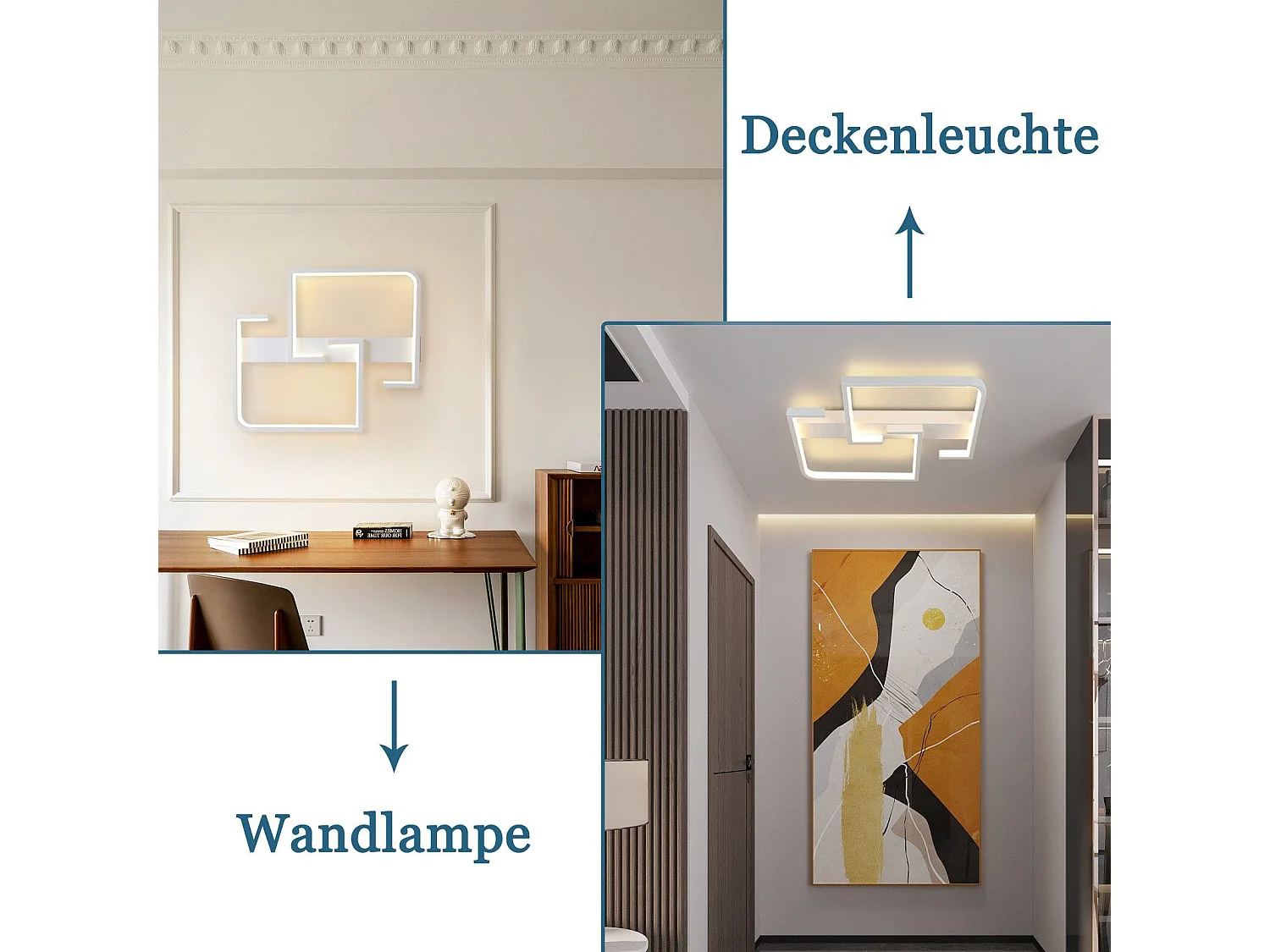 NETTLIFE Plafonnier LED Moderne 19W, 30 cm Lampe Blanc Chaud 3000 K Design pour Intérieur Couloir Chambre Cuisine Salon Studio