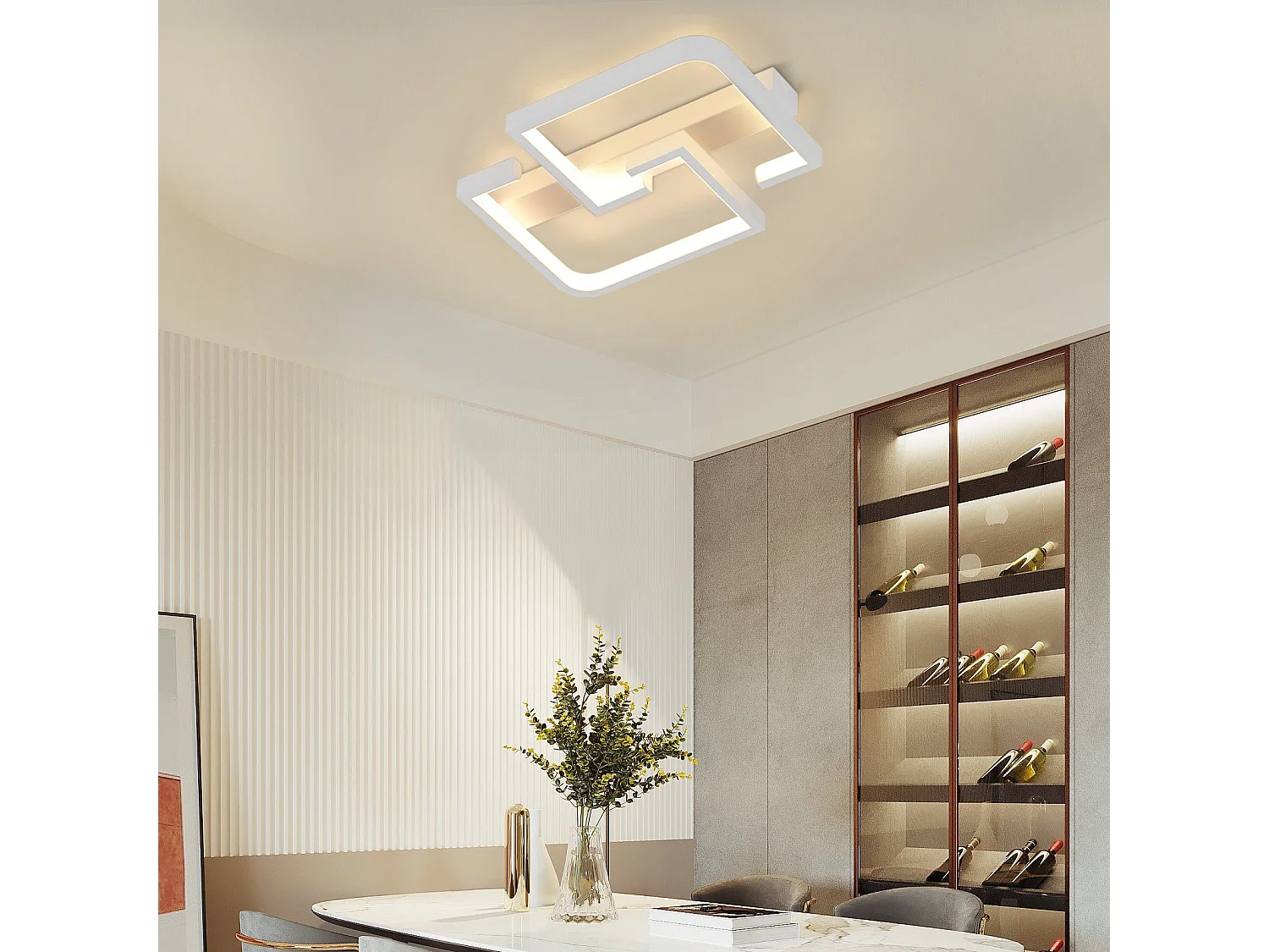 NETTLIFE Plafonnier LED Moderne 19W, 30 cm Lampe Blanc Chaud 3000 K Design pour Intérieur Couloir Chambre Cuisine Salon Studio