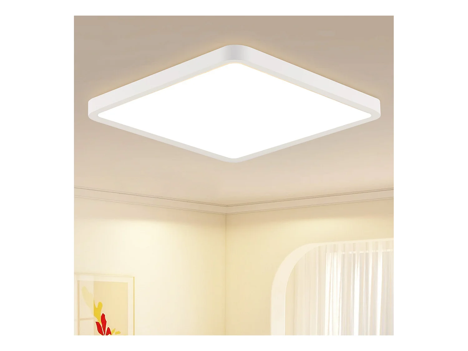 NETTLIFE Plafonnier LED Plat - 23CM 18W Lampe de Cuisine Carrée Chambre de Salle de Bain 4000K pour Salle de Bain Cuisine Couloir