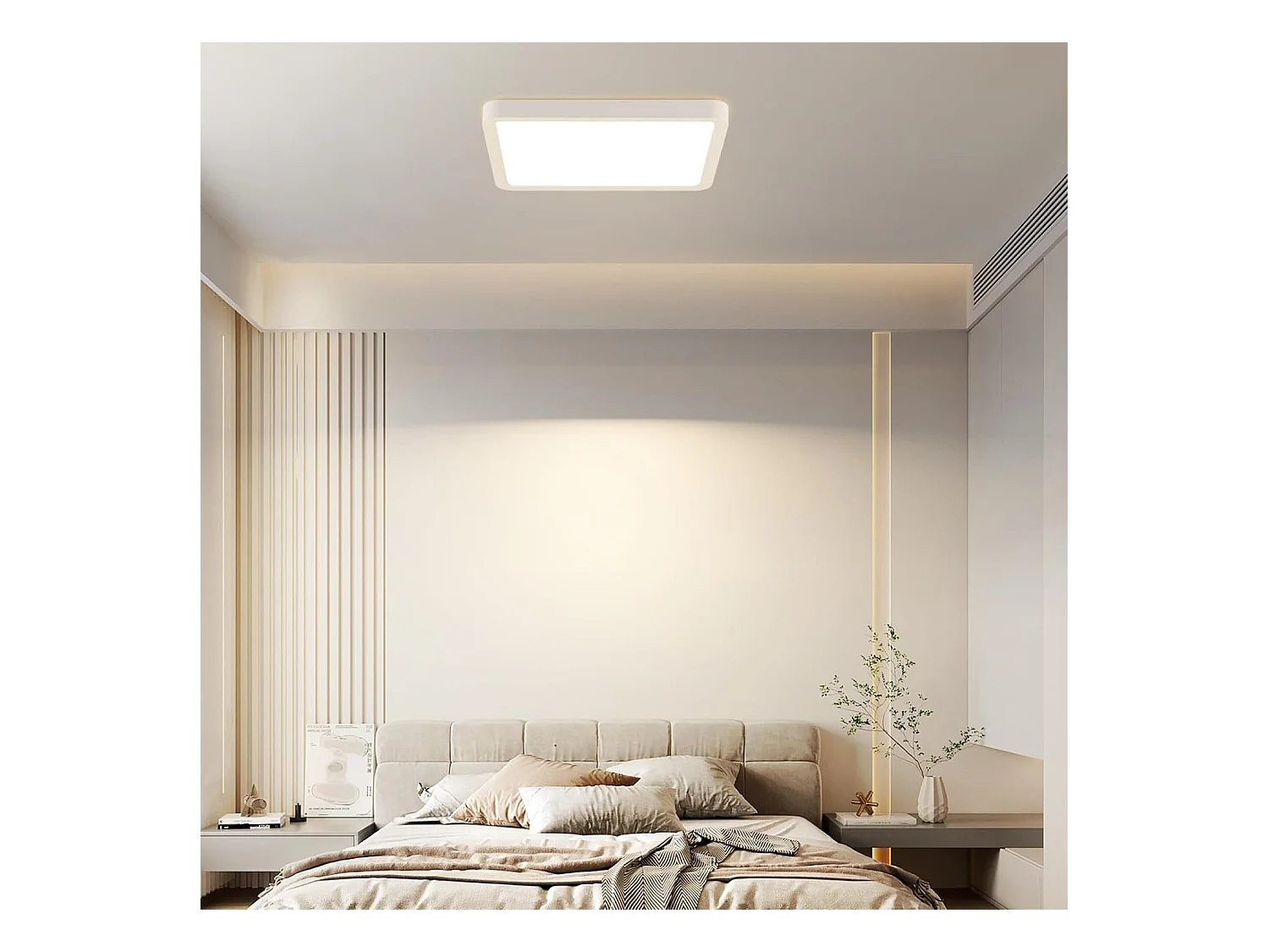 NETTLIFE Plafonnier LED Plat - 23CM 18W Lampe de Cuisine Carrée Chambre de Salle de Bain 4000K pour Salle de Bain Cuisine Couloir