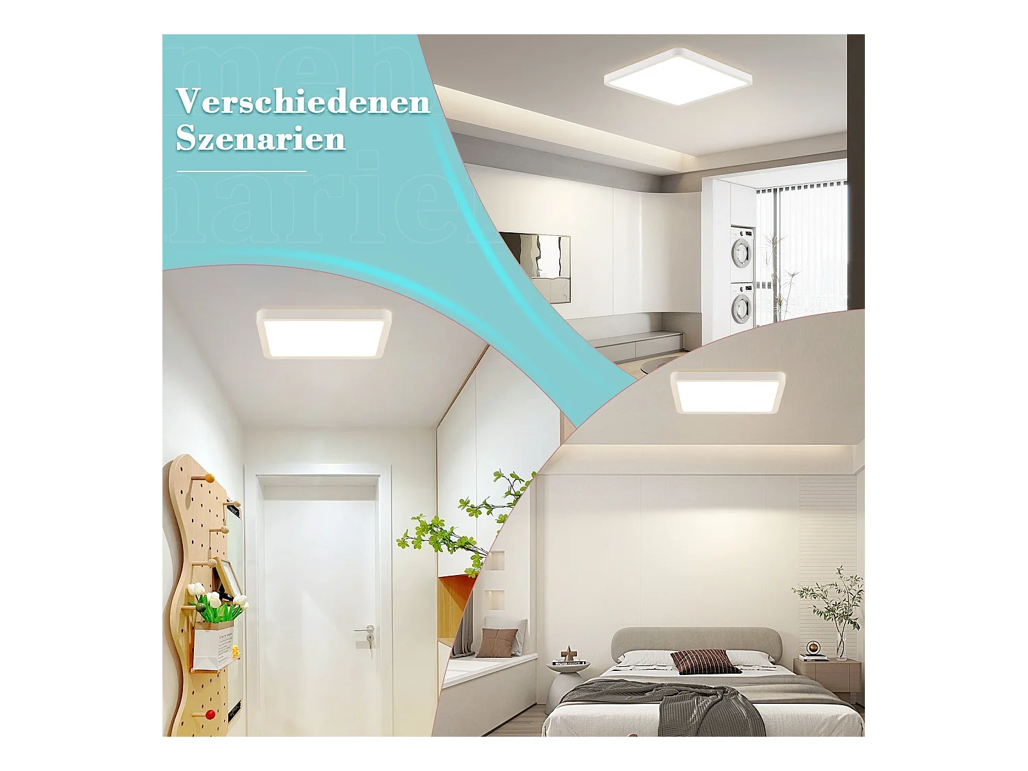 NETTLIFE Plafonnier LED Plat - 23CM 18W Lampe de Cuisine Carrée Chambre de Salle de Bain 4000K pour Salle de Bain Cuisine Couloir