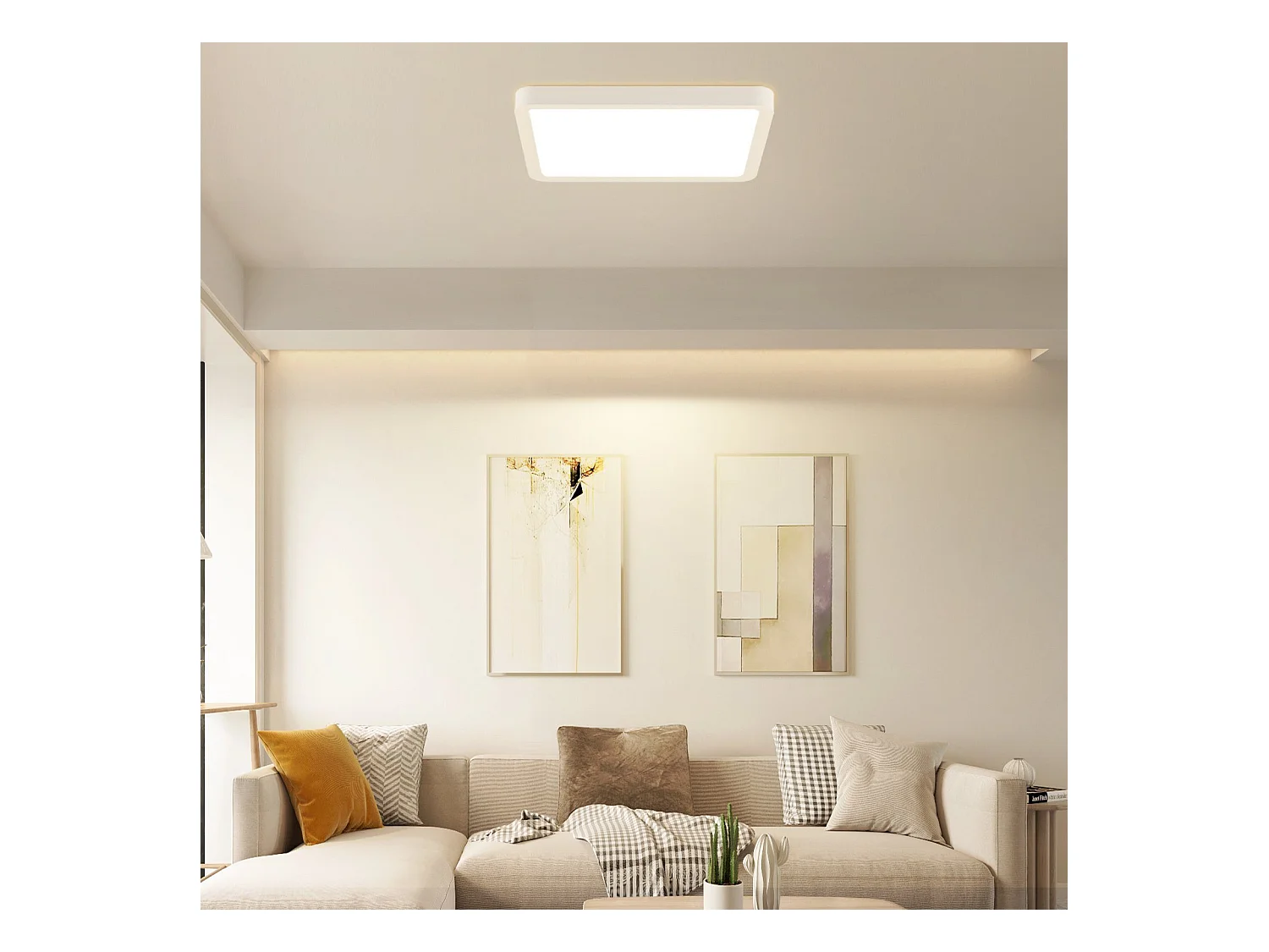 NETTLIFE Plafonnier LED Plat - 23CM 18W Lampe de Cuisine Carrée Chambre de Salle de Bain 4000K pour Salle de Bain Cuisine Couloir