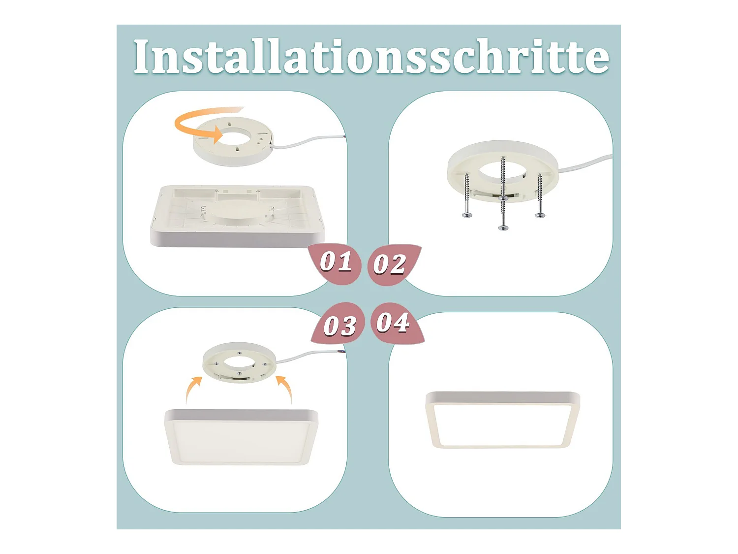 NETTLIFE Plafonnier LED Plat - 23CM 18W Lampe de Cuisine Carrée Chambre de Salle de Bain 4000K pour Salle de Bain Cuisine Couloir