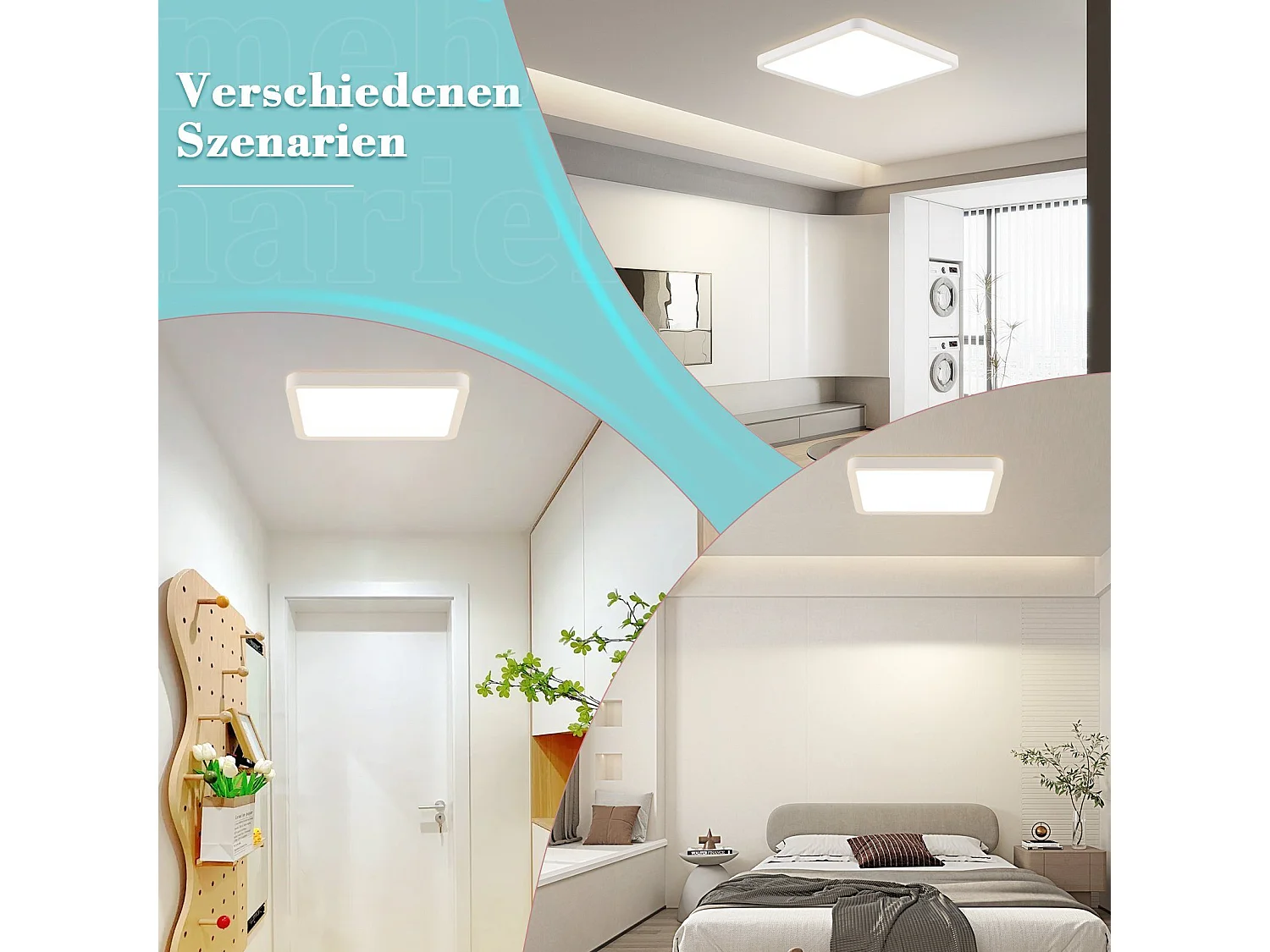 NETTLIFE Plafonnier LED Plat - 23CM 18W Lampe de Cuisine Carrée Chambre de Salle de Bain 4000K pour Salle de Bain Cuisine Couloir