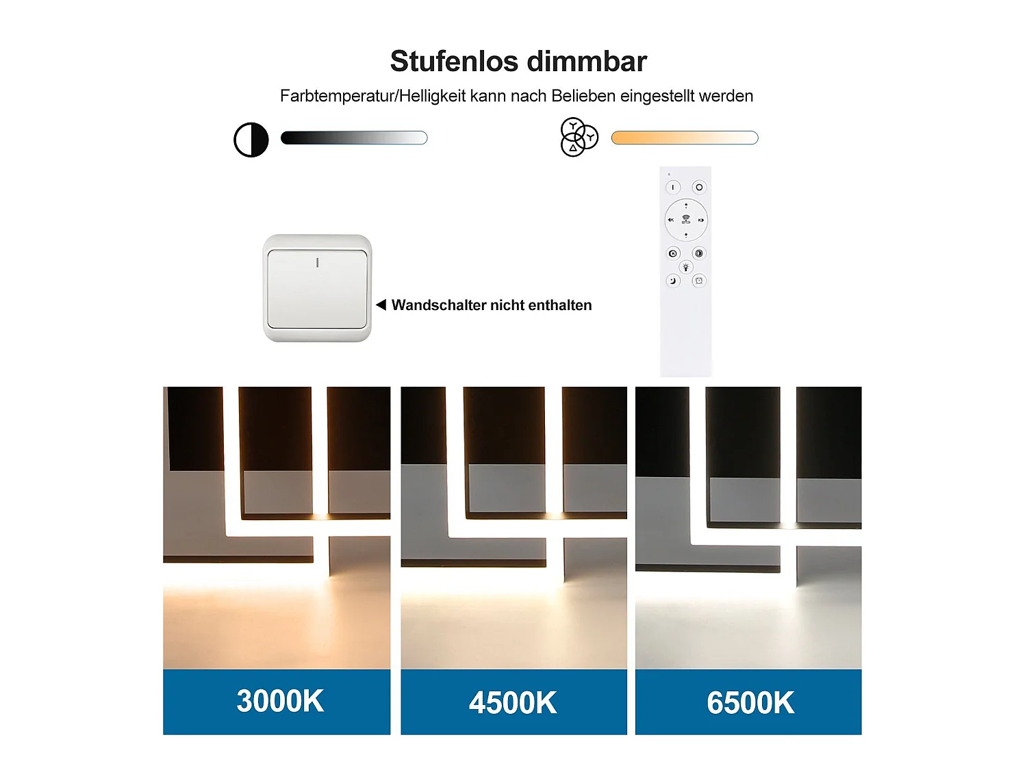 NETTLIFE LED Deckenleuchte Wohnzimmerlampe Schwarz Schlafzimmerlampe 50W Modern Dimmbar mit Fernbedienung Geometrisch für Küche Flur Esszimmer