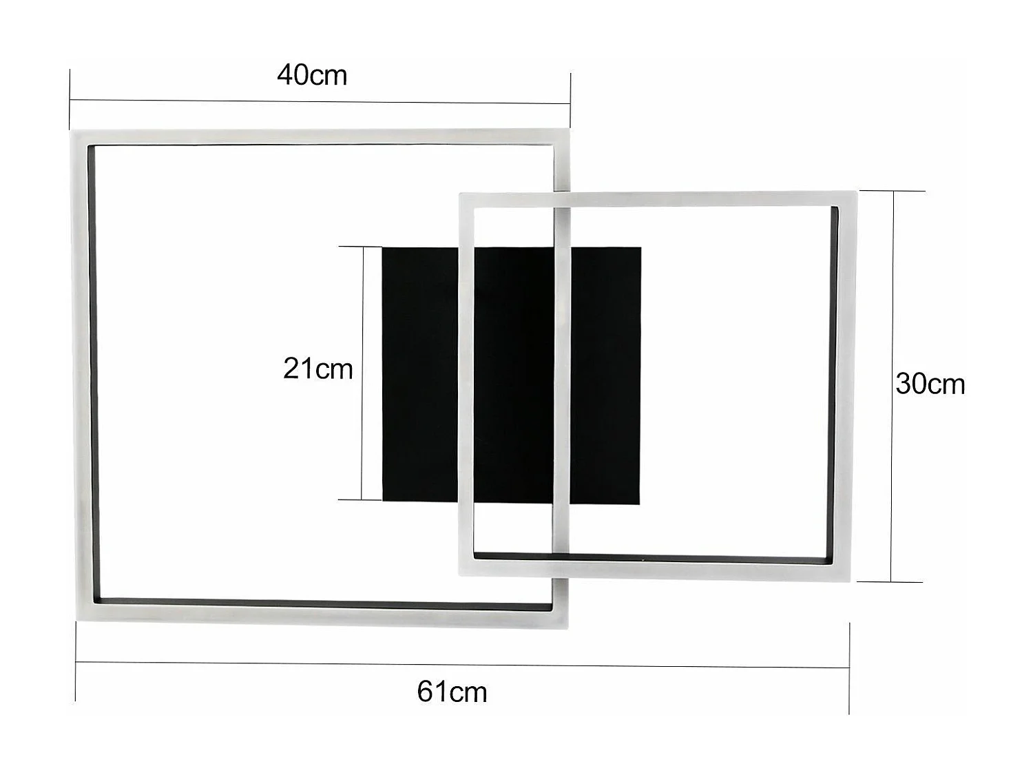 NETTLIFE Plafondlamp LED - Zwart - Vierkant - 2-Lichts - Dimbaar - 50W - Moderne Plafondverlichting- met Afstandsbediening - voor Slaapkamer | Keuken | Woonkamer
