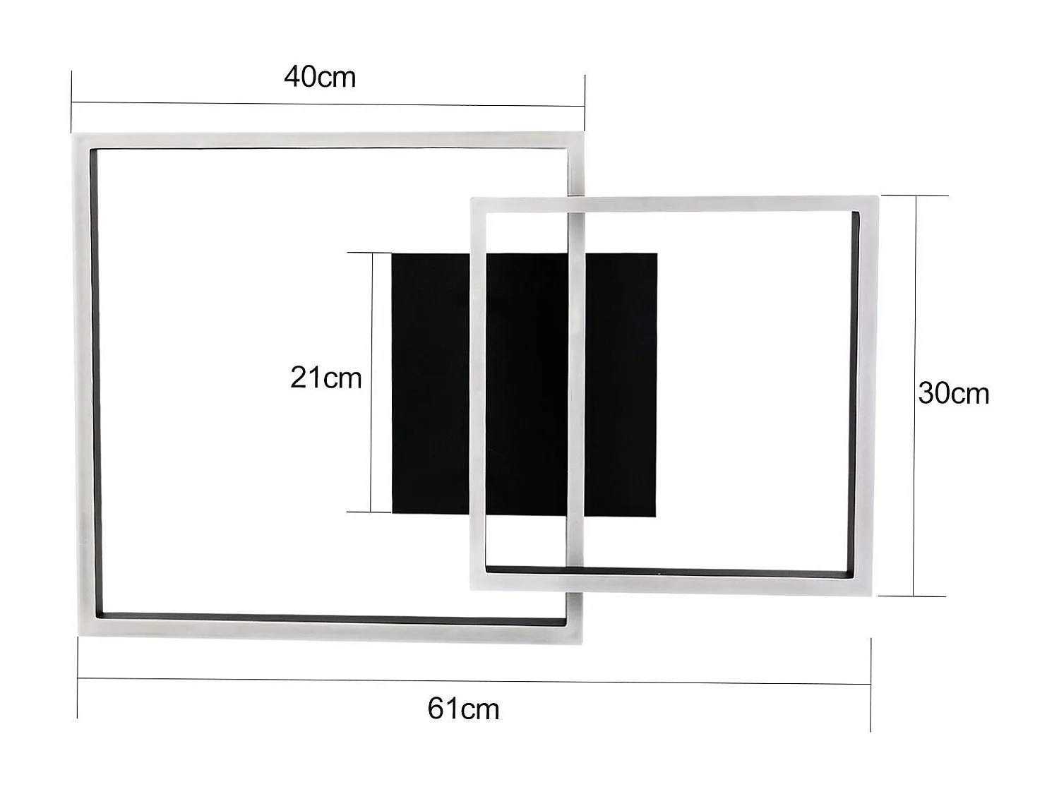 NETTLIFE Plafonnier LED Lampe de Salon Noir Lampe de Chambre 50 W Moderne Dimmable avec Télécommande Géométrique pour Cuisine Couloir Salle à Manger
