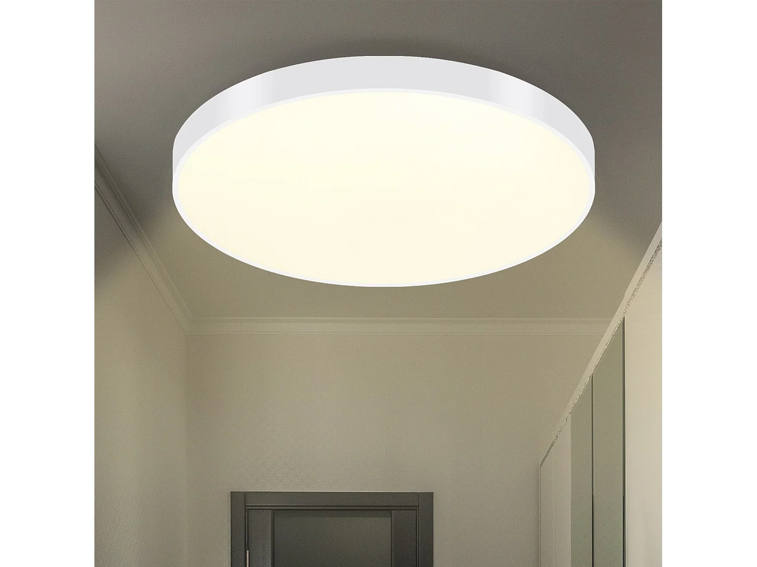 NETTLIFE Plafonnier LED Blanc Chaud Plafonnier - Lampe de Salle de Bain 12W IP44 Etanche 21cm Lampe de Cuisine Moderne Ronde Plate