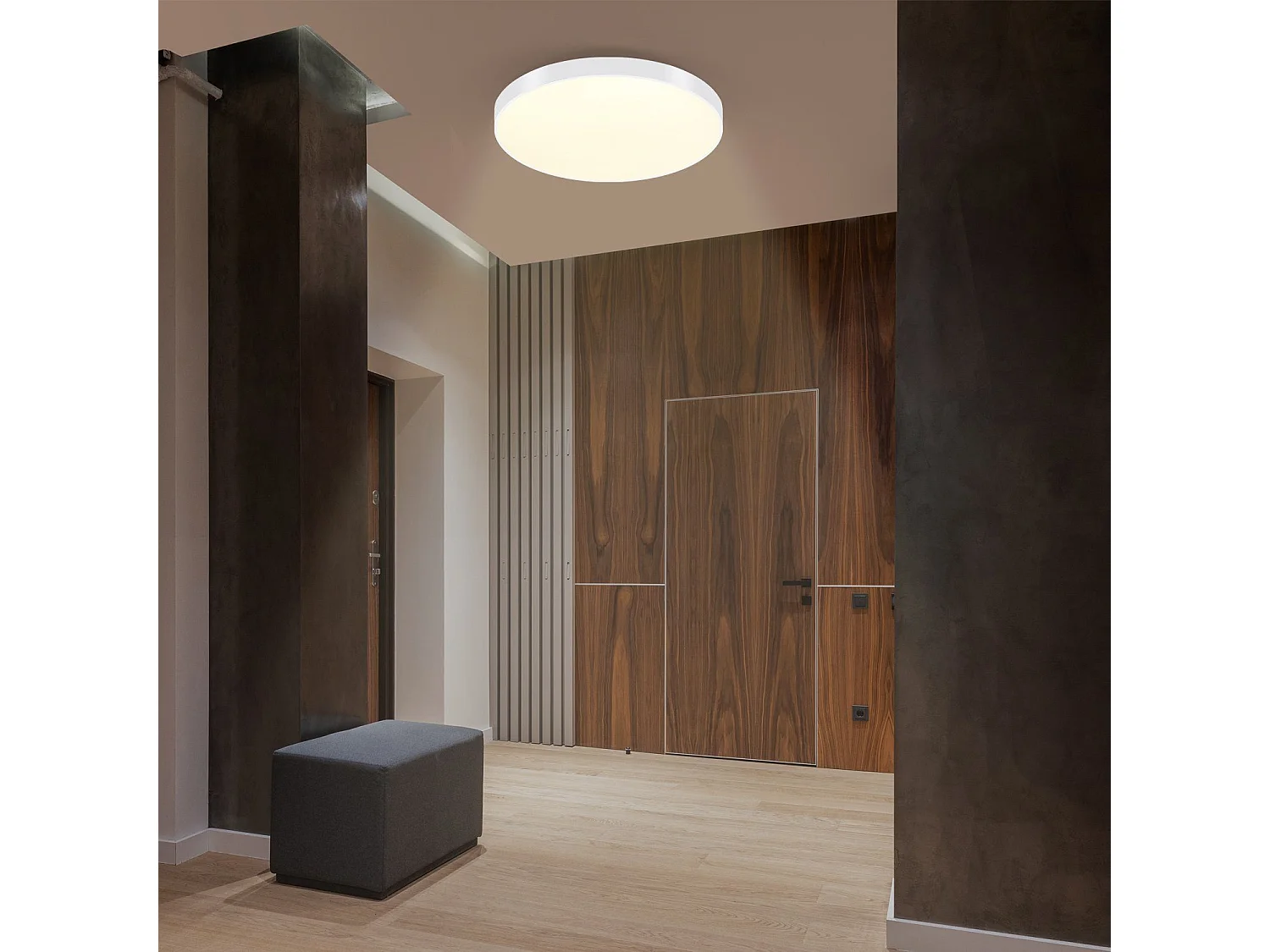 NETTLIFE Plafonnier LED Blanc Chaud Plafonnier - Lampe de Salle de Bain 12W IP44 Etanche 21cm Lampe de Cuisine Moderne Ronde Plate