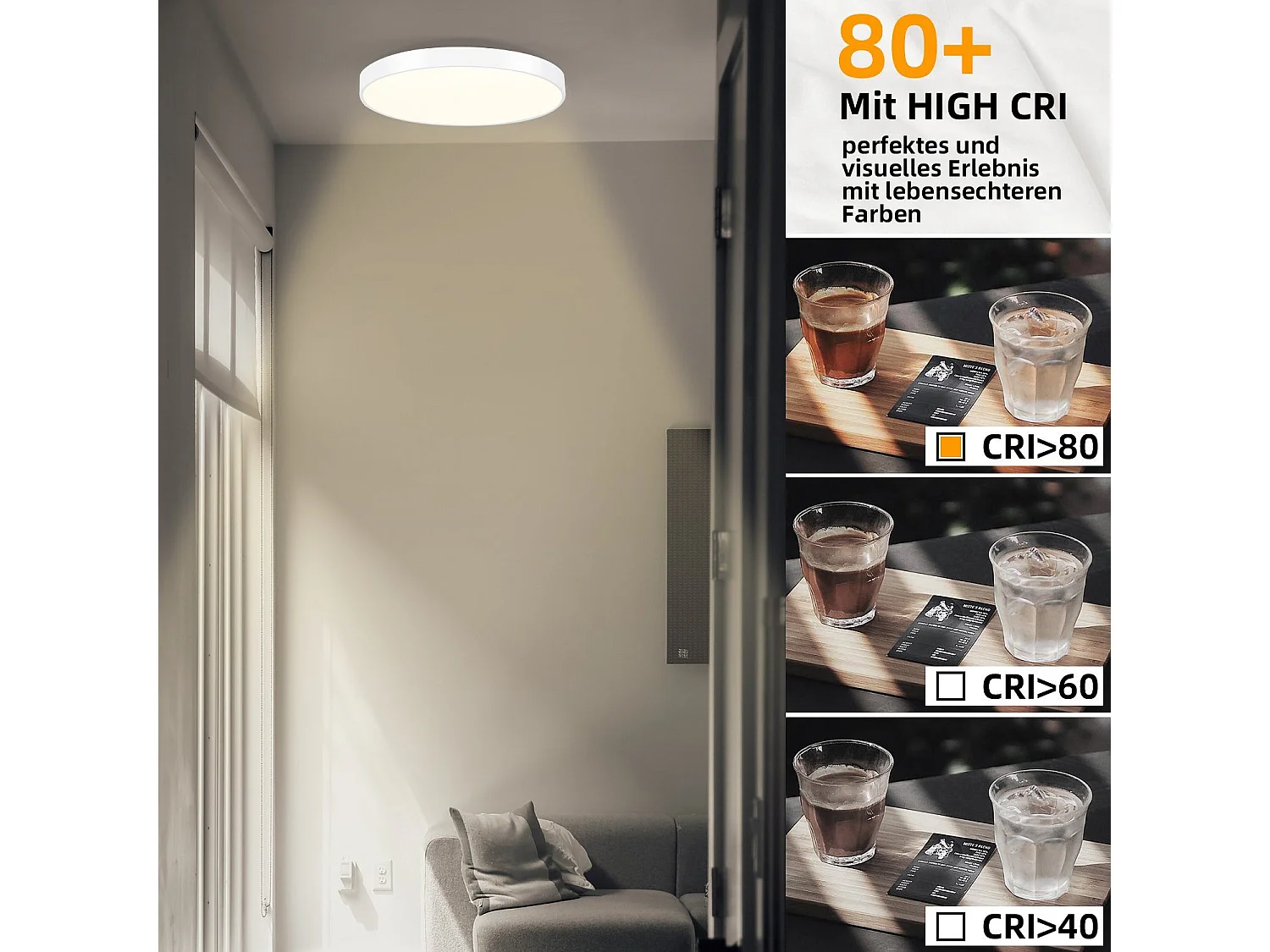 NETTLIFE Plafonnier LED Blanc Chaud Plafonnier - Lampe de Salle de Bain 12W IP44 Etanche 21cm Lampe de Cuisine Moderne Ronde Plate