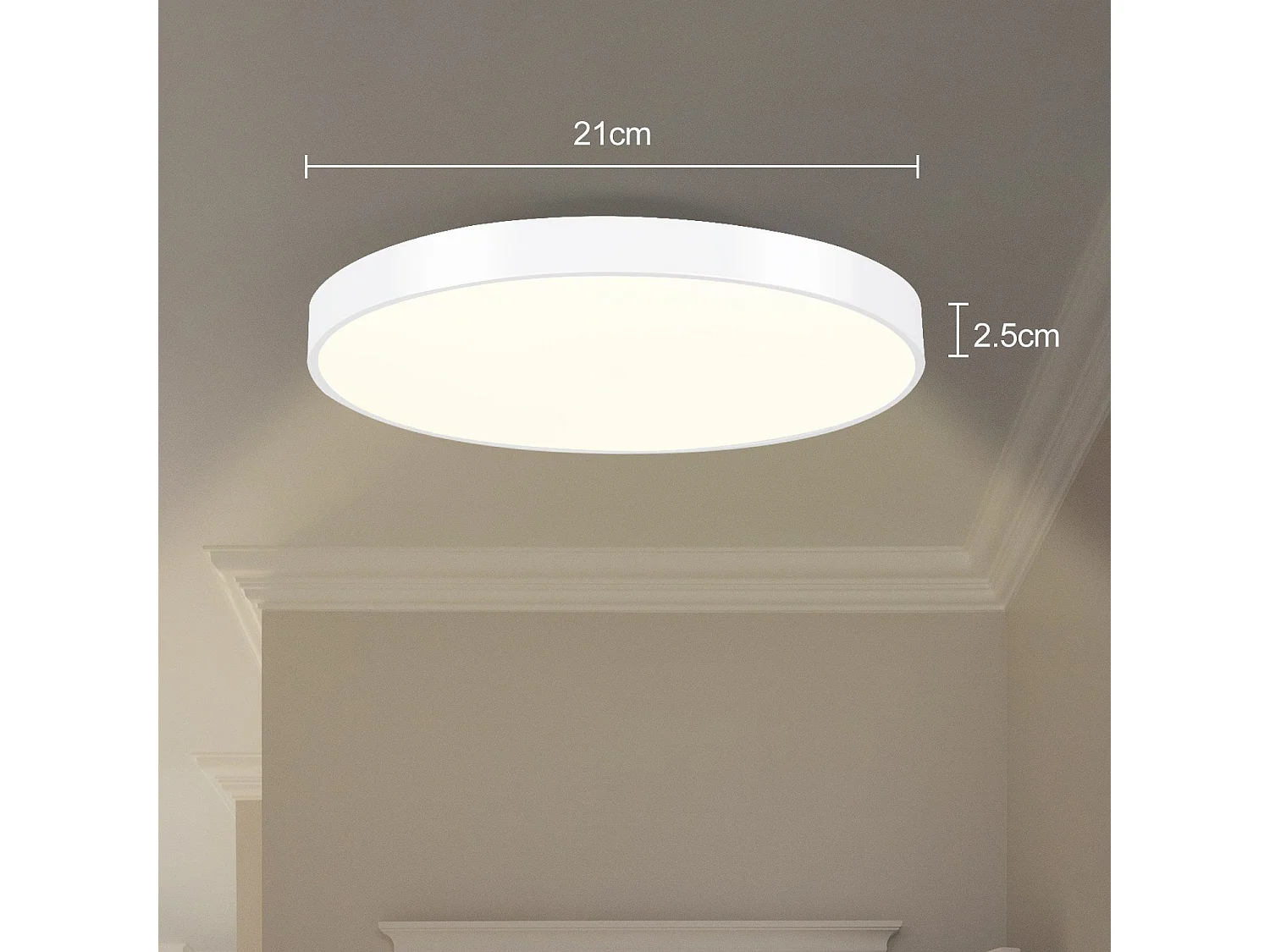 NETTLIFE Plafonnier LED Blanc Chaud Plafonnier - Lampe de Salle de Bain 12W IP44 Etanche 21cm Lampe de Cuisine Moderne Ronde Plate