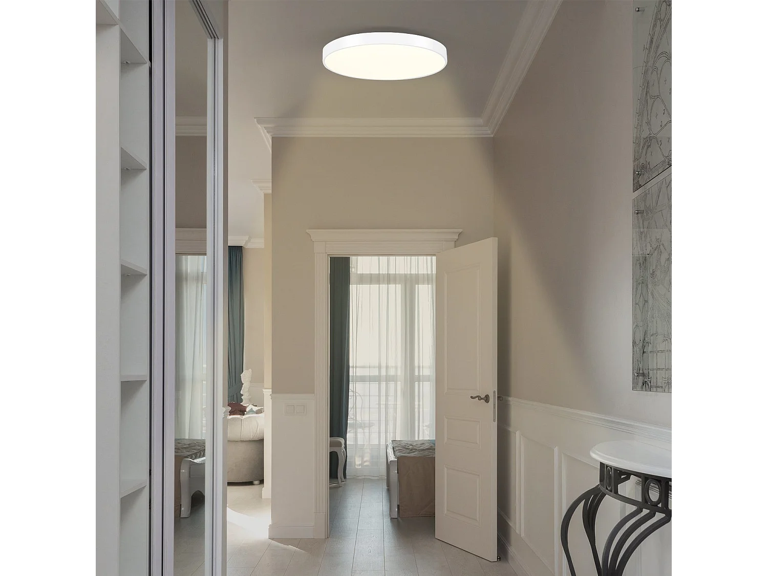 NETTLIFE Plafonnier LED Blanc Chaud Plafonnier - Lampe de Salle de Bain 12W IP44 Etanche 21cm Lampe de Cuisine Moderne Ronde Plate