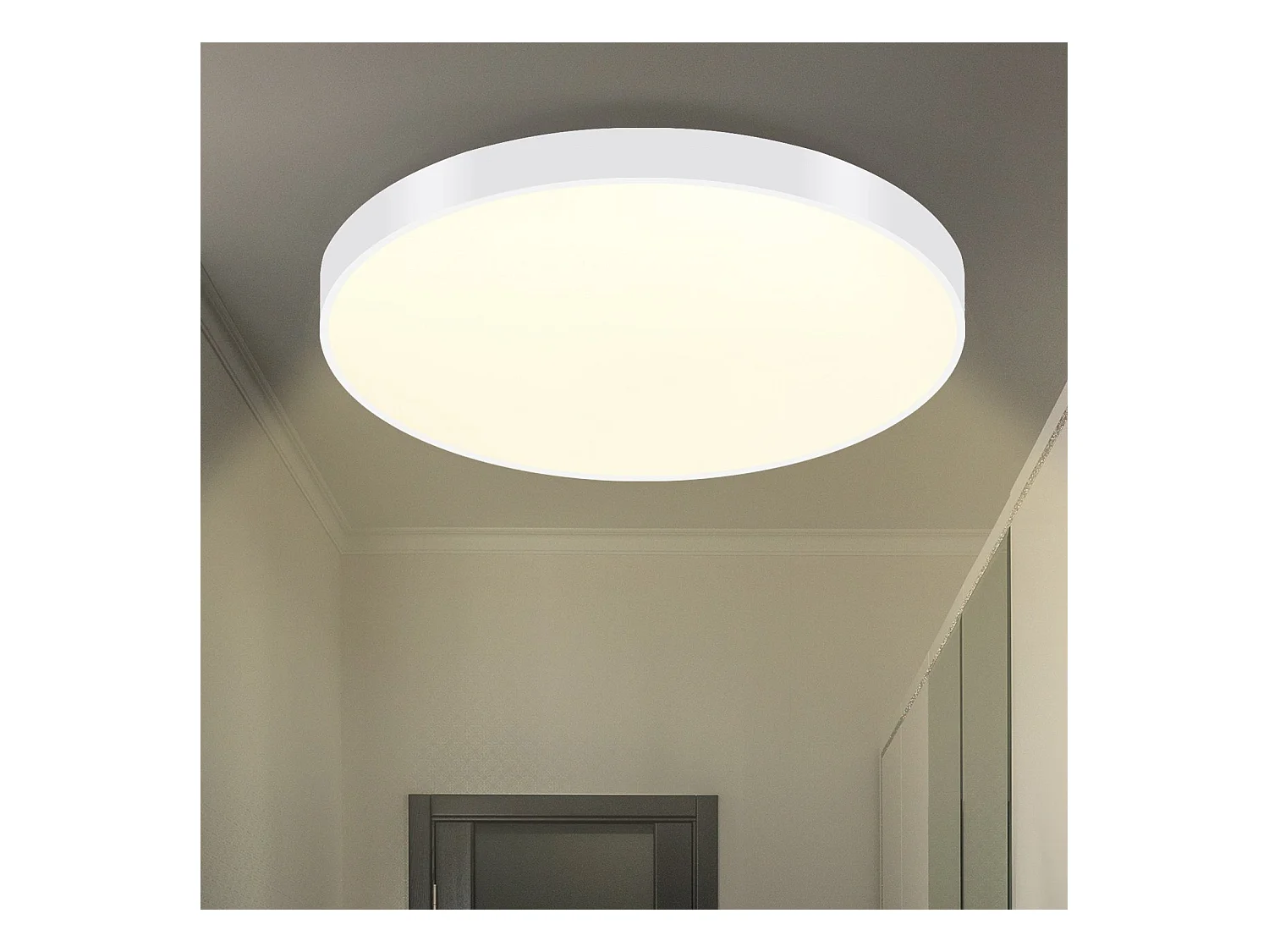 NETTLIFE Plafonnier LED Blanc Chaud Plafonnier - Lampe de Salle de Bain 12W IP44 Etanche 21cm Lampe de Cuisine Moderne Ronde Plate
