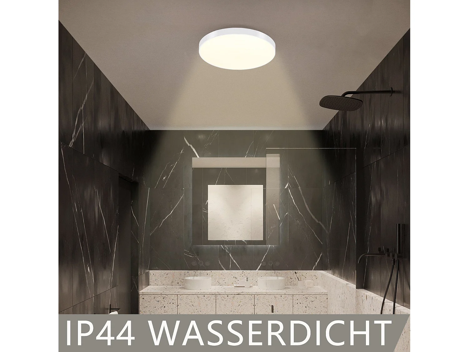 NETTLIFE Lâmpada de teto LED branca quente - lâmpada de casa de banho 12W IP44 à prova de água 21cm redonda moderna