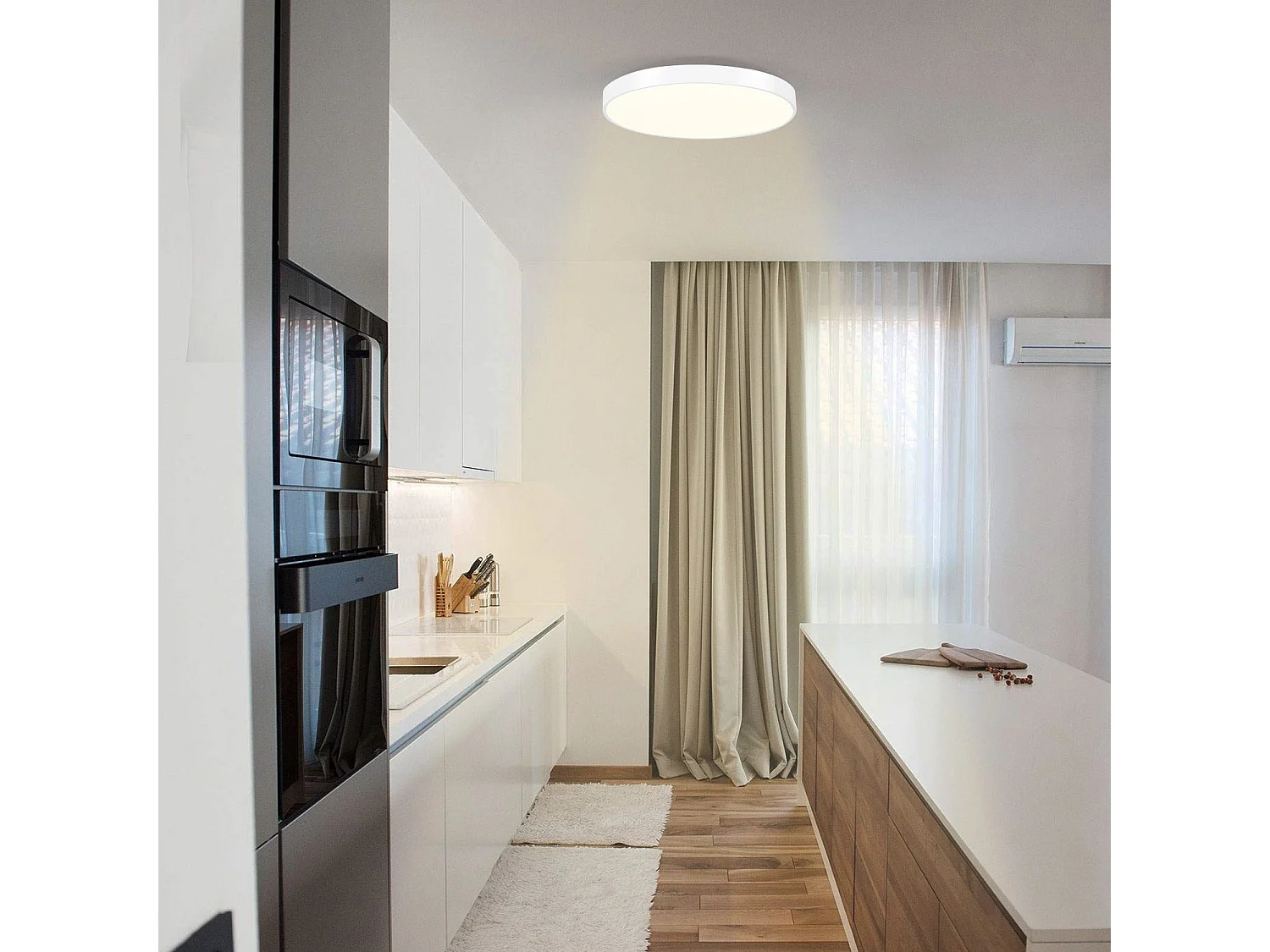 NETTLIFE Lâmpada de teto LED branca quente - lâmpada de casa de banho 12W IP44 à prova de água 21cm redonda moderna