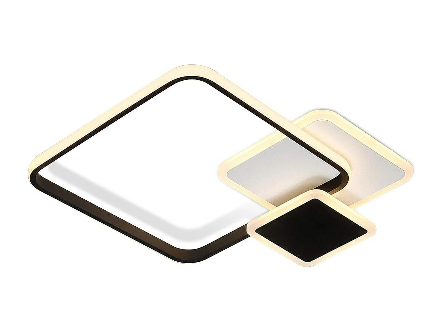 NETTLIFE Plafonnier LED 45*41cm, 46W, 3000K-6000K Lampe à intensité variable Noir avec de Design  pour chambre bureau cuisine