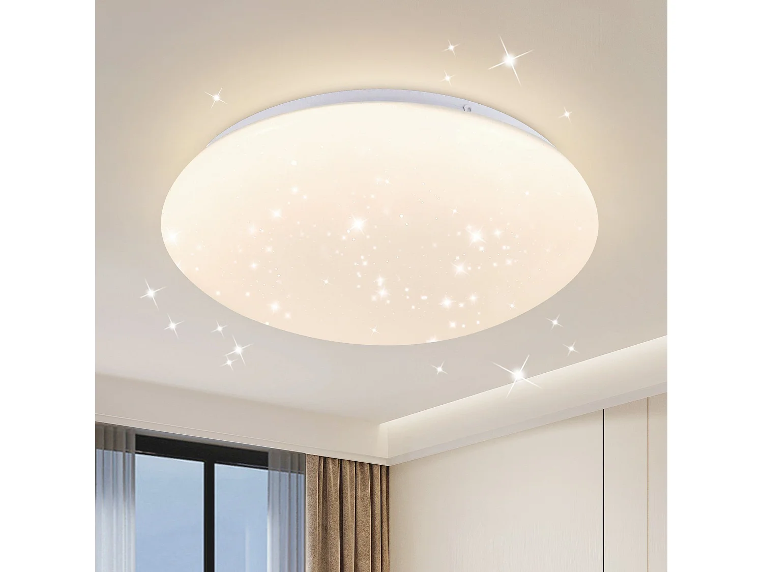LED Deckenleuchte 25cm rund 12W 4000K Küche Schlafzimmer Flur Sternenhimmel weiß