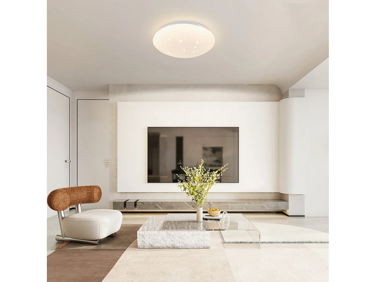 LED Deckenleuchte 25cm rund 12W 4000K Küche Schlafzimmer Flur Sternenhimmel weiß