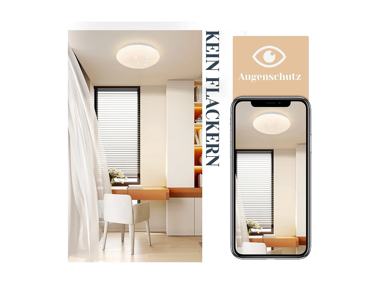 NETTLIFE Lámpara de Techo LED 25 cm Redonda 12 W 4000 K Cocina Dormitorio Pasillo Cielo Estrellado Blanco Neutro para Niños Escalera