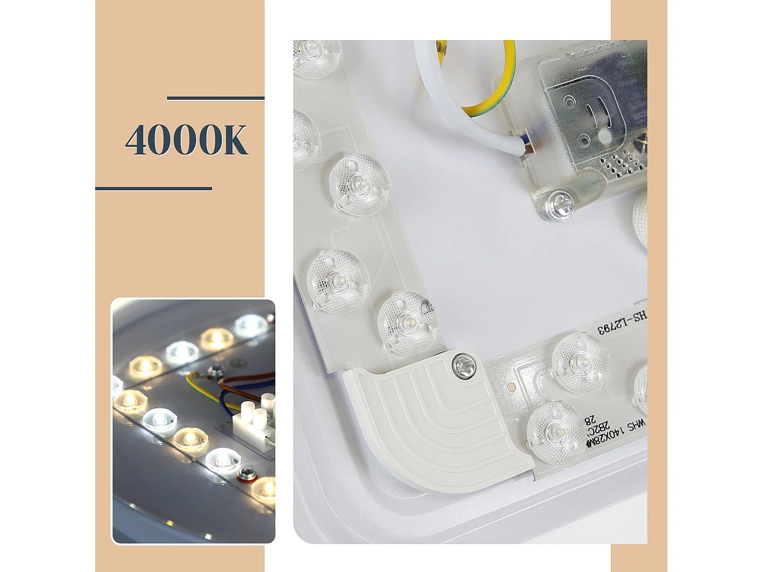 NETTLIFE Lámpara de Techo LED 25 cm Redonda 12 W 4000 K Cocina Dormitorio Pasillo Cielo Estrellado Blanco Neutro para Niños Escalera