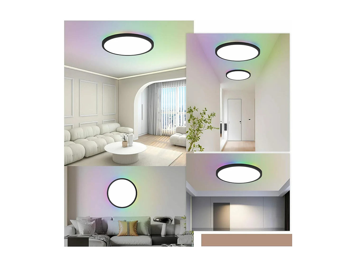 NETTLIFE 36W RGB LED plafondlamp, rond zwart, dimbaar, plat, met afstandsbediening, kleurveranderend, IP44, voor slaapkamer en badkamer