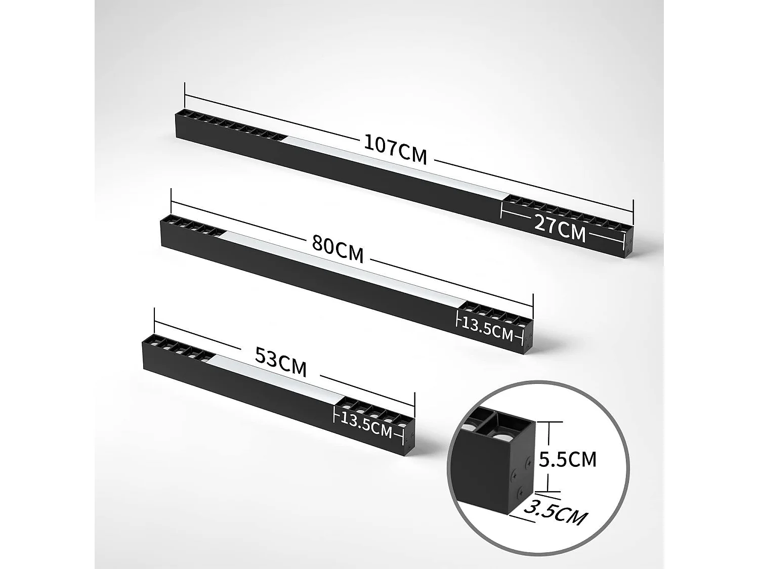 NETTLIFE Plafondlamp 107CM LED Plafondverlichting Dimbaar Zwart Lange Bureaulamp 32W moderne Lamp met Afstandsbediening voor Slaapkamer | Keuken | Woonkamer