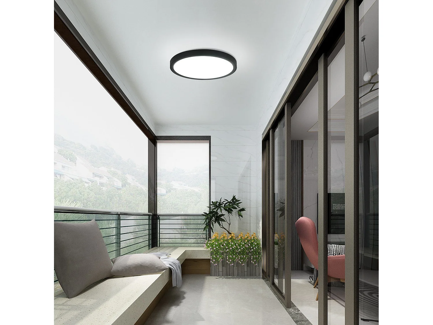 NETTLIFE 18W koelwitte LED-plafondlamp, 23 cm ronde lamp IP44, plat wit, waterdicht, keukenlamp voor badkamer, hal, slaapkamer