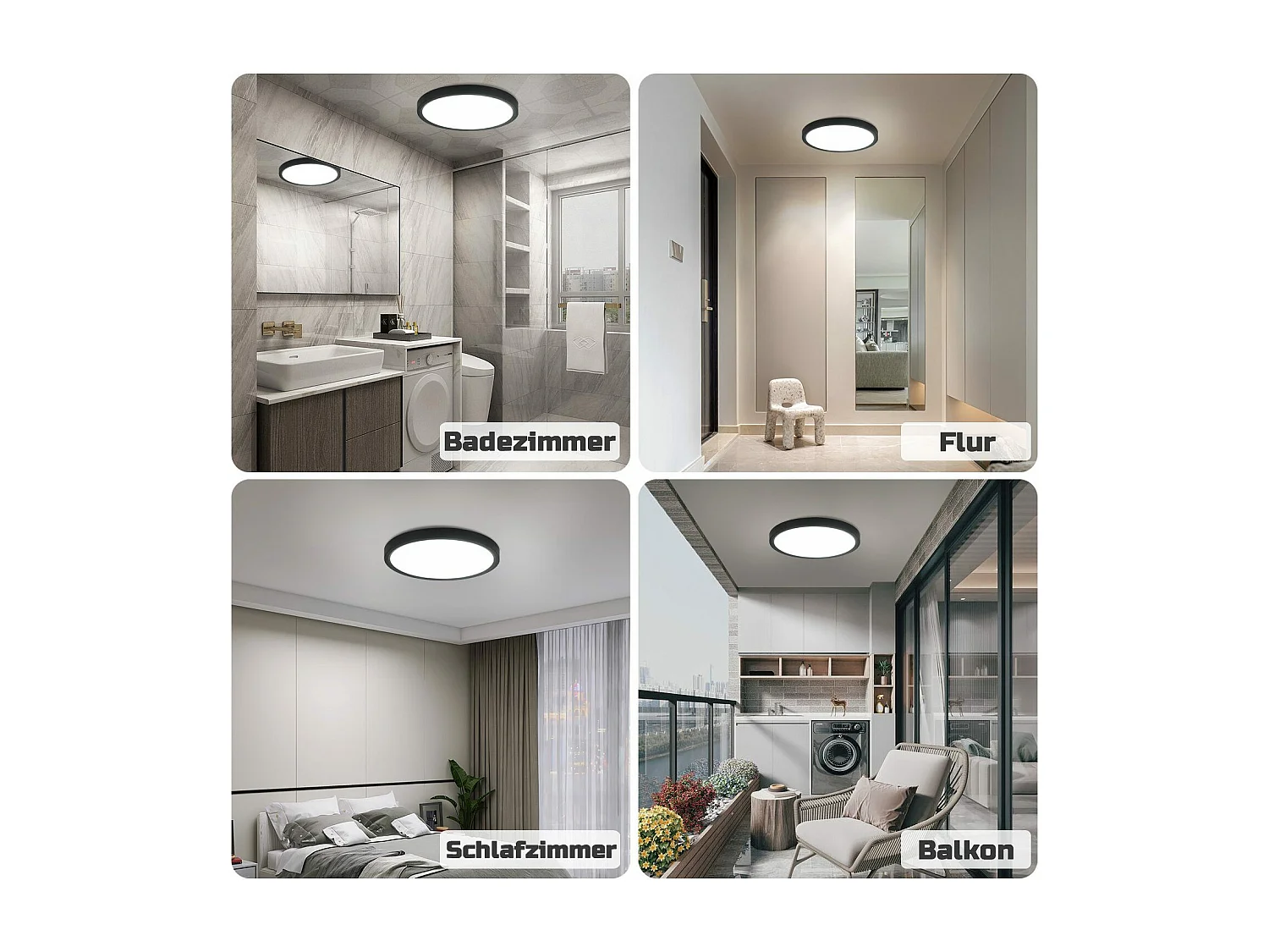NETTLIFE 18W koelwitte LED-plafondlamp, 23 cm ronde lamp IP44, plat wit, waterdicht, keukenlamp voor badkamer, hal, slaapkamer