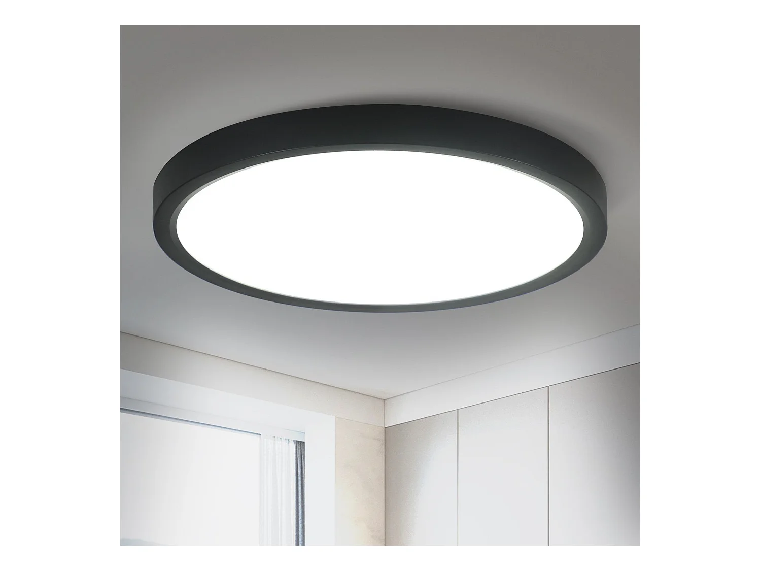 NETTLIFE 18W koelwitte LED-plafondlamp, 23 cm ronde lamp IP44, plat wit, waterdicht, keukenlamp voor badkamer, hal, slaapkamer