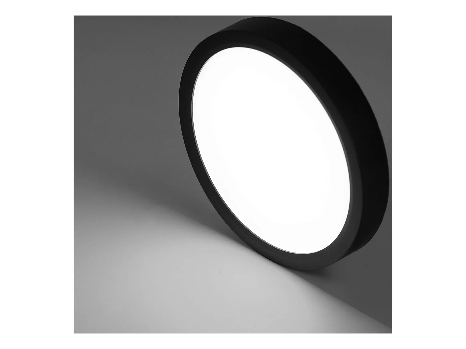 NETTLIFE Plafonnier LED Blanc Froid - 18 W Noir Diamètre 23 cm Rond Plat IP44 Lampe de Couloir Etanche pour Salle de Bain Cuisine Couloir