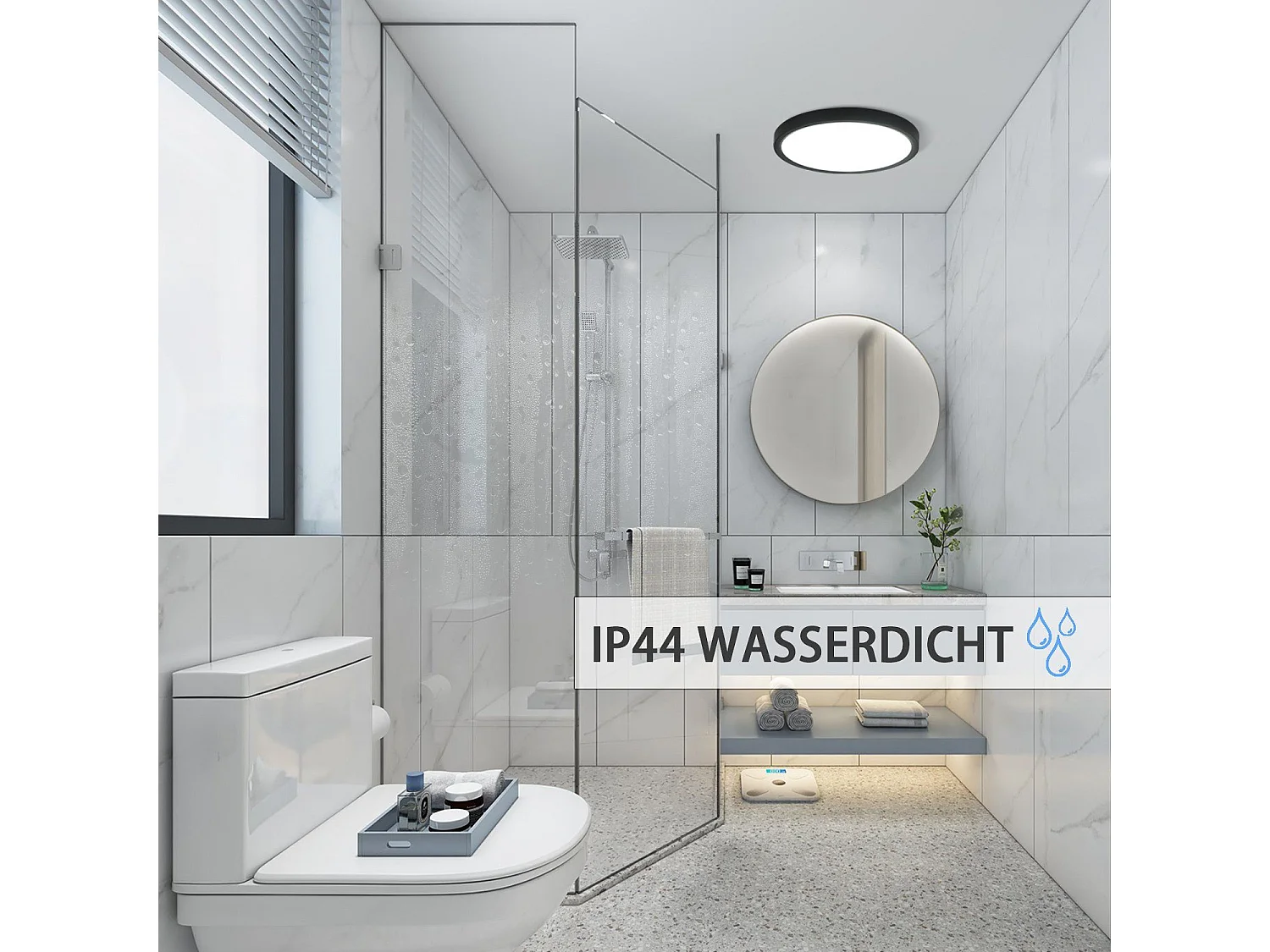 NETTLIFE Plafón LED Blanco Frío 18W, Luz 23CM Redonda IP44, Blanco Plano, Impermeable, Lámpara Cocina para Baño Pasillo Habitación