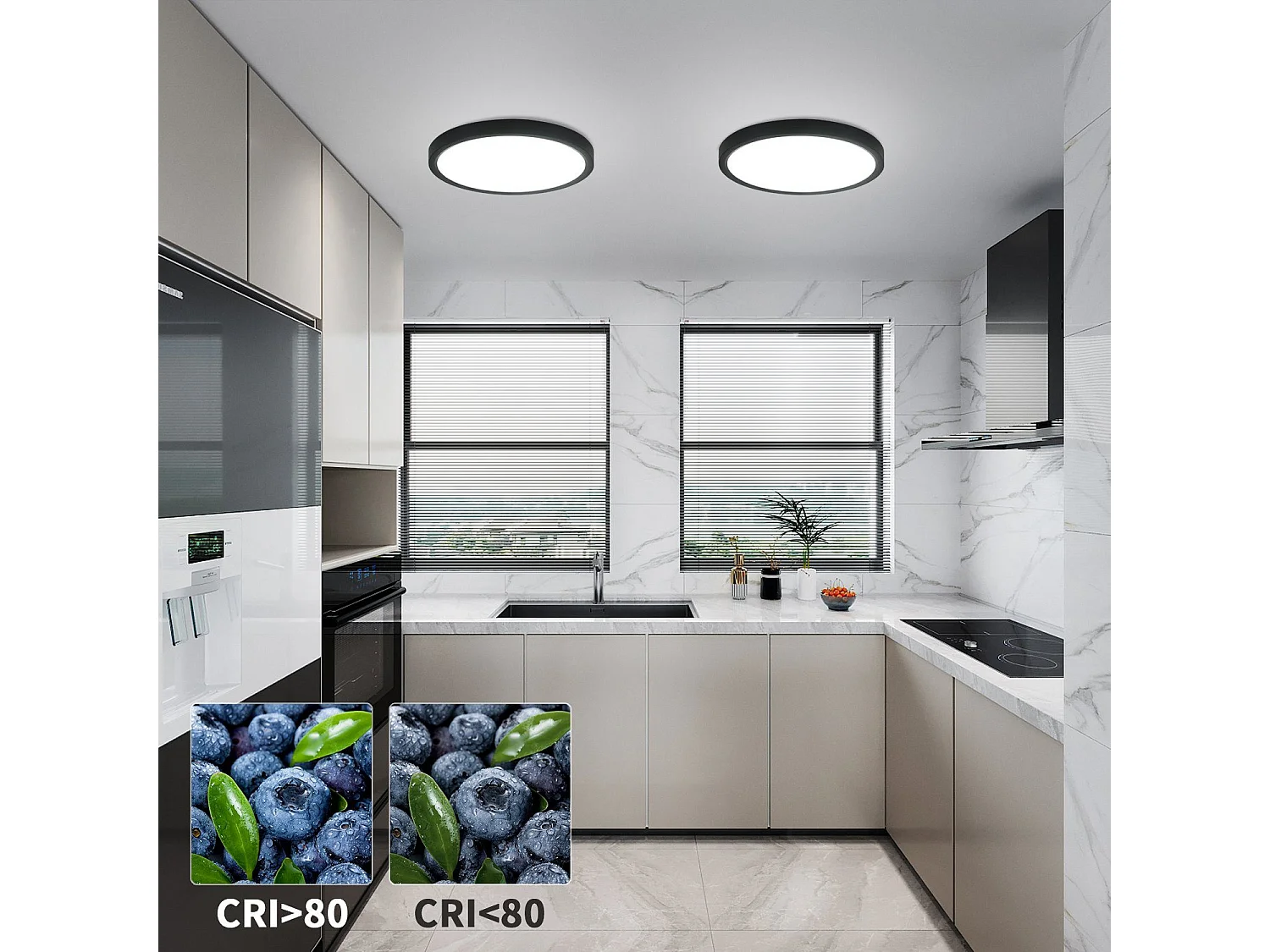 NETTLIFE Plafón LED Blanco Frío 18W, Luz 23CM Redonda IP44, Blanco Plano, Impermeable, Lámpara Cocina para Baño Pasillo Habitación