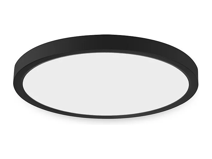 NETTLIFE Plafonnier LED Blanc Froid - 18 W Noir Diamètre 23 cm Rond Plat IP44 Lampe de Couloir Etanche pour Salle de Bain Cuisine Couloir