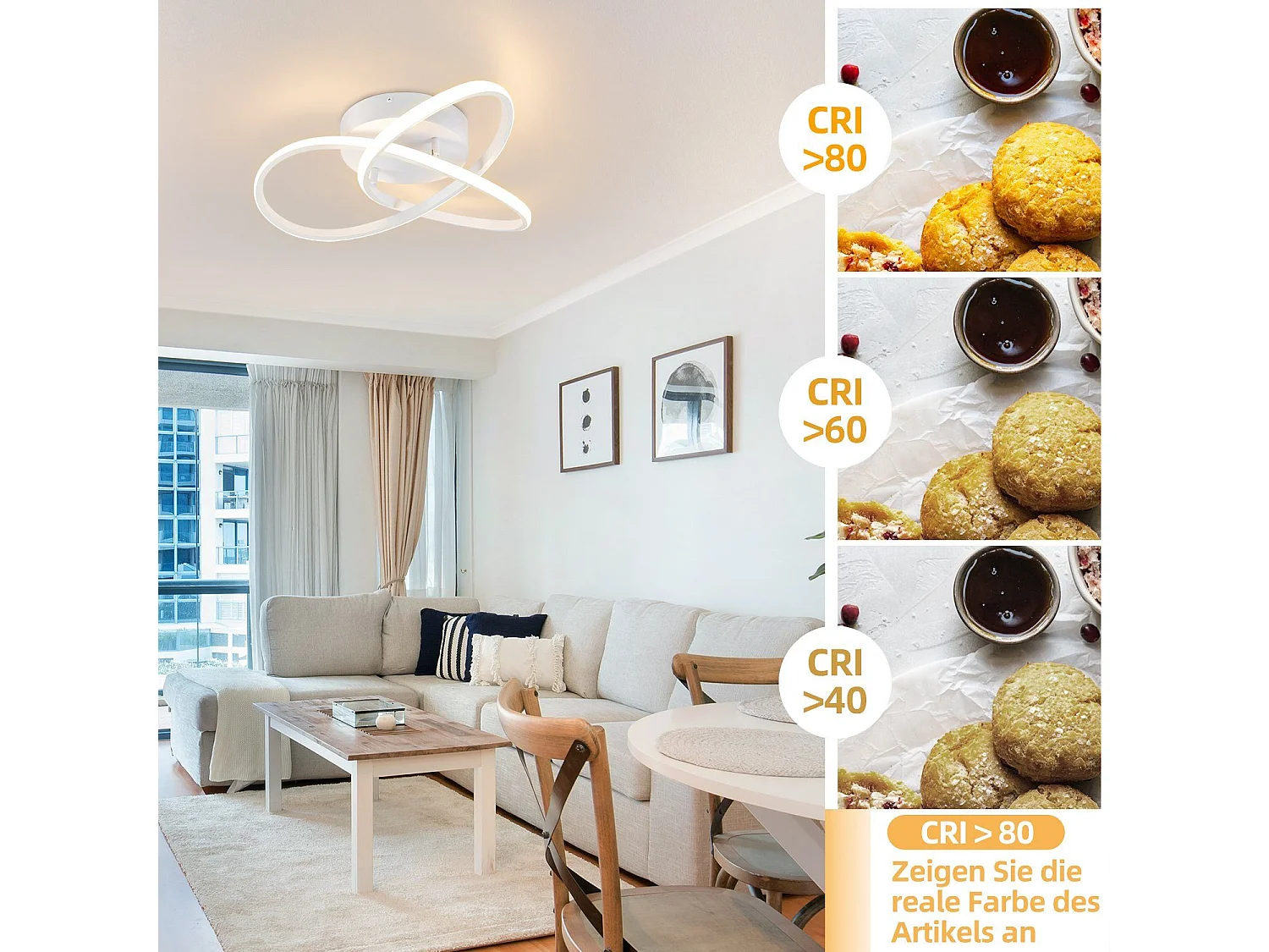 NETTLIFE Plafonnier LED Blanc Dimmable 40CM Moderne avec Télécommande Lampe Design Géométrie 33W pour Salon Chambre Cuisine Couloir Studio