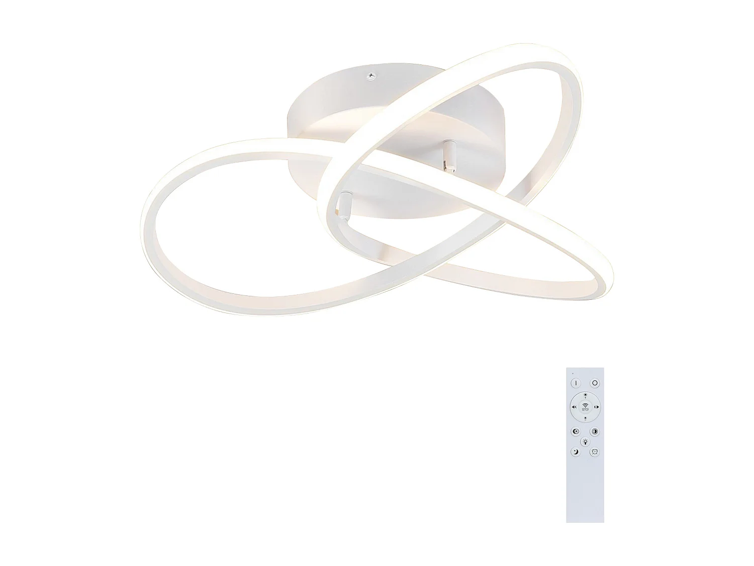 NETTLIFE Plafonnier LED Blanc Dimmable 40CM Moderne avec Télécommande Lampe Design Géométrie 33W pour Salon Chambre Cuisine Couloir Studio