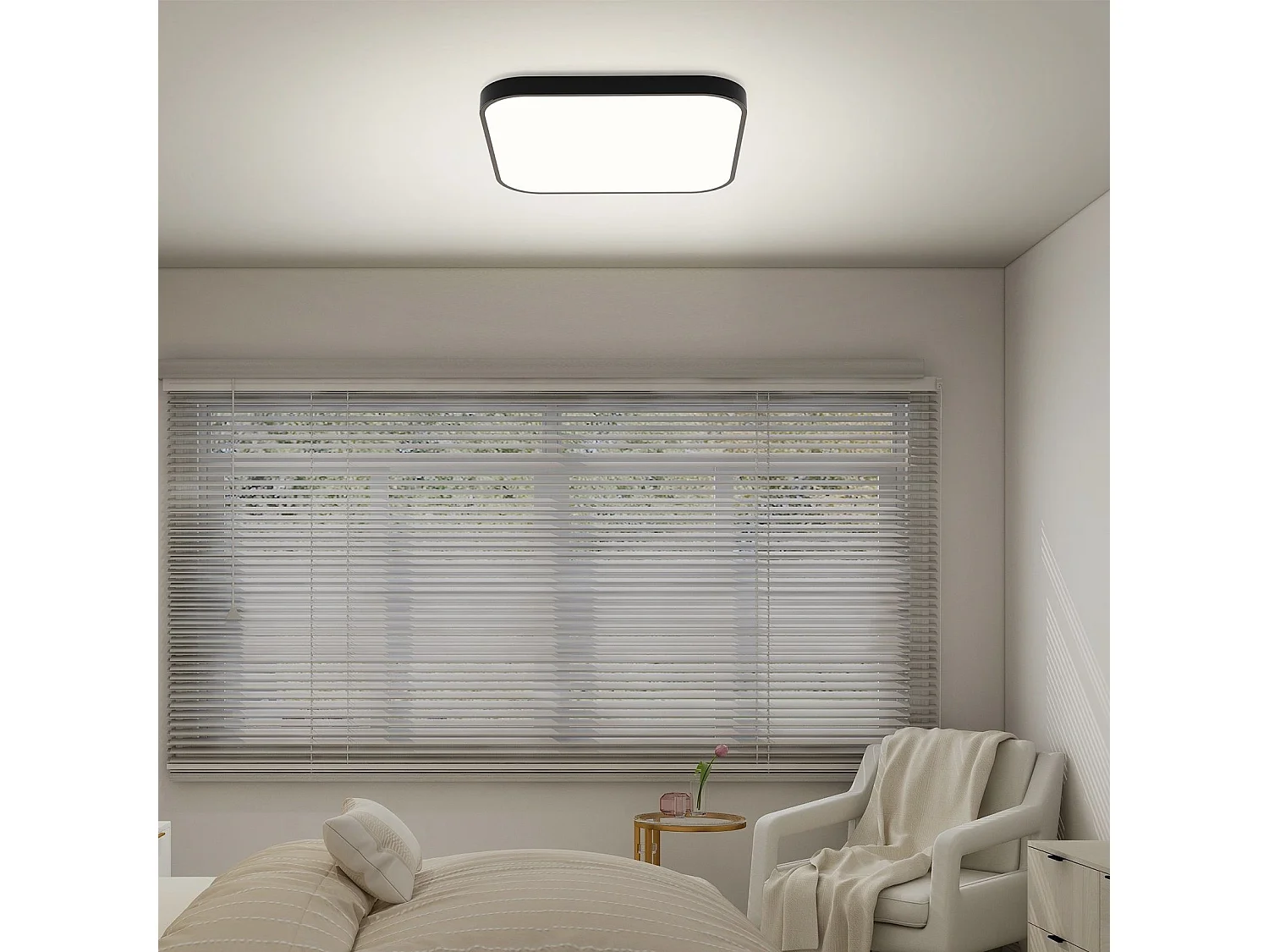 NETTLIFE Plafondlamp - LED - Ø 27 cm - Zwart plafonniére - 19W - warmwit licht - rechthoek