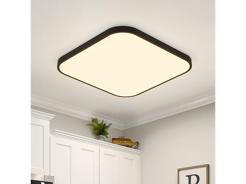 NETTLIFE Plafondlamp - LED - Ø 27 cm - Zwart plafonniére - 19W - warmwit licht - rechthoek