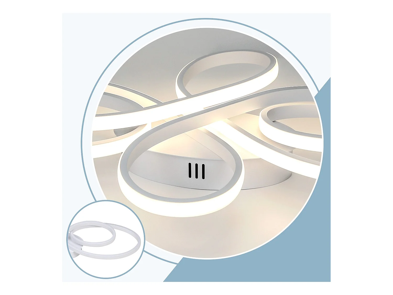 NETTLIFE Plafonnier LED Dimmable 66cm Moderne Blanc 65W Lampe de Chambre avec Télécommande Grand pour Salon Salle à Manger Bureau Étude