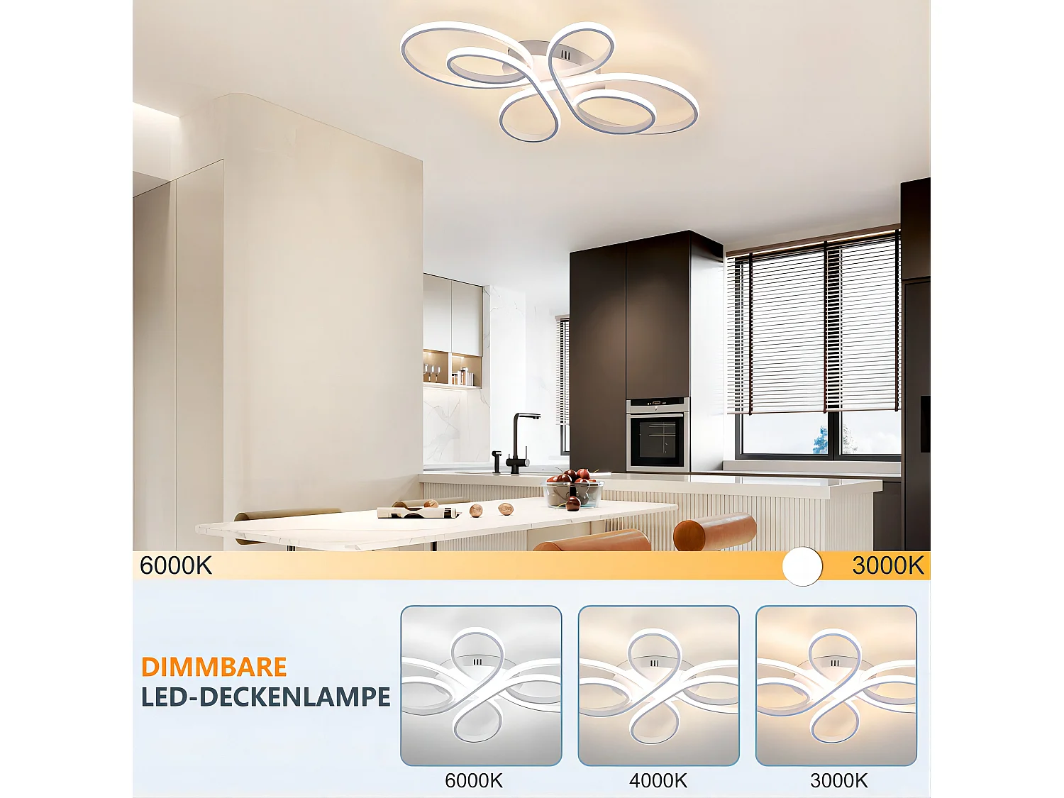 NETTLIFE Plafonnier LED Dimmable 66cm Moderne Blanc 65W Lampe de Chambre avec Télécommande Grand pour Salon Salle à Manger Bureau Étude