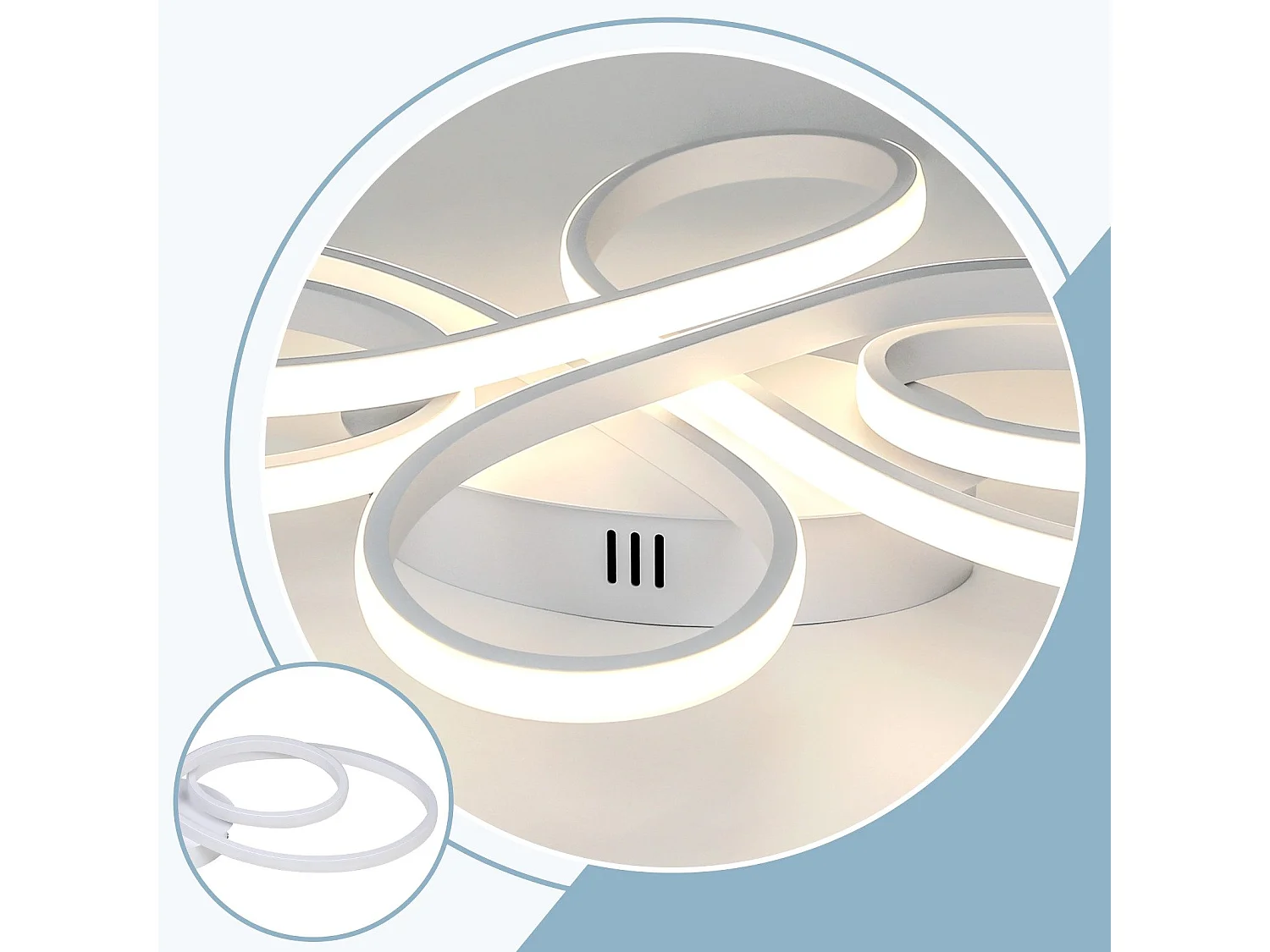 NETTLIFE Plafonnier LED Dimmable 66cm Moderne Blanc 65W Lampe de Chambre avec Télécommande Grand pour Salon Salle à Manger Bureau Étude